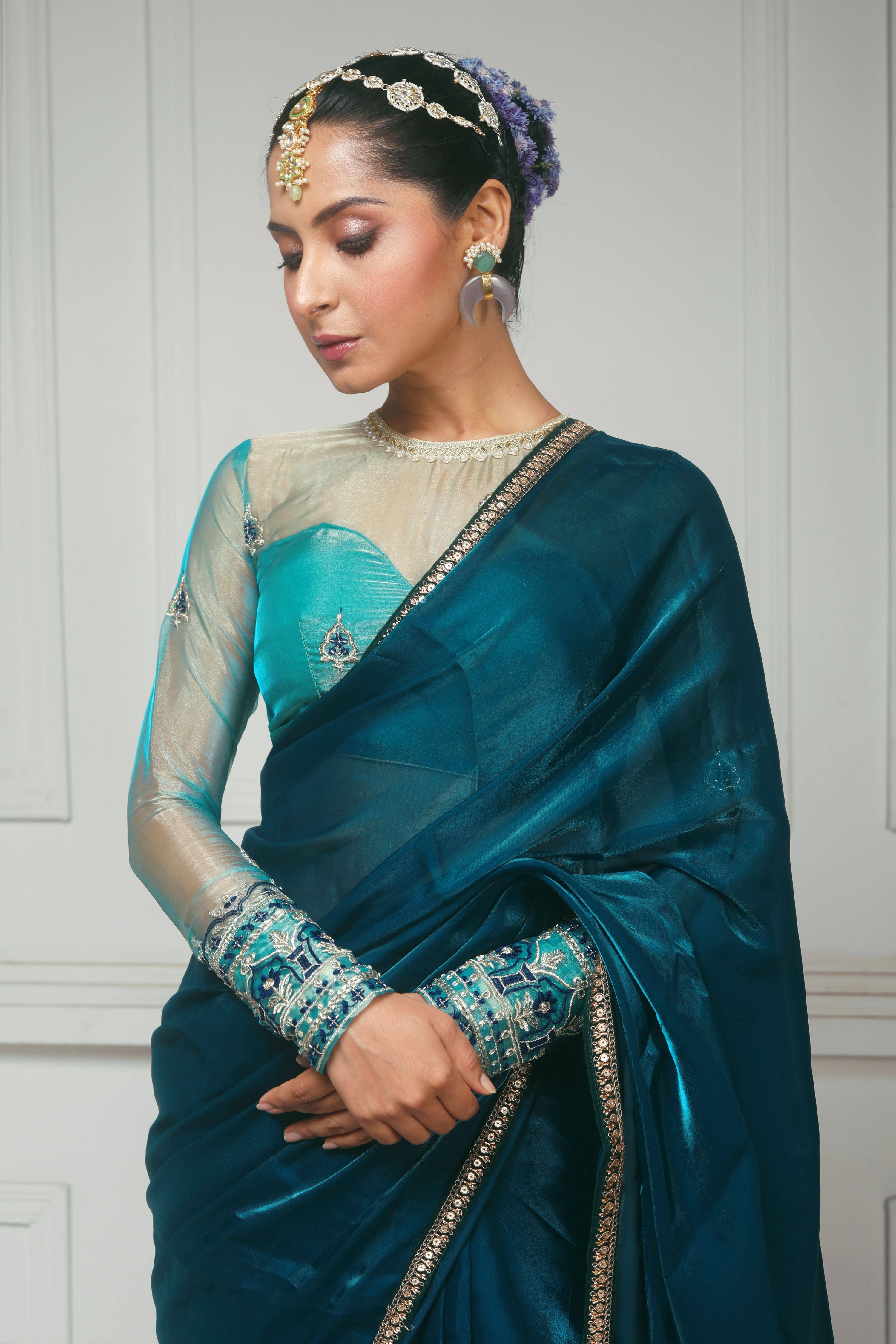 THE SAPPHIRE AFFAIR SAREE  WITH SAPPHIRE SHEESH BLOUSE