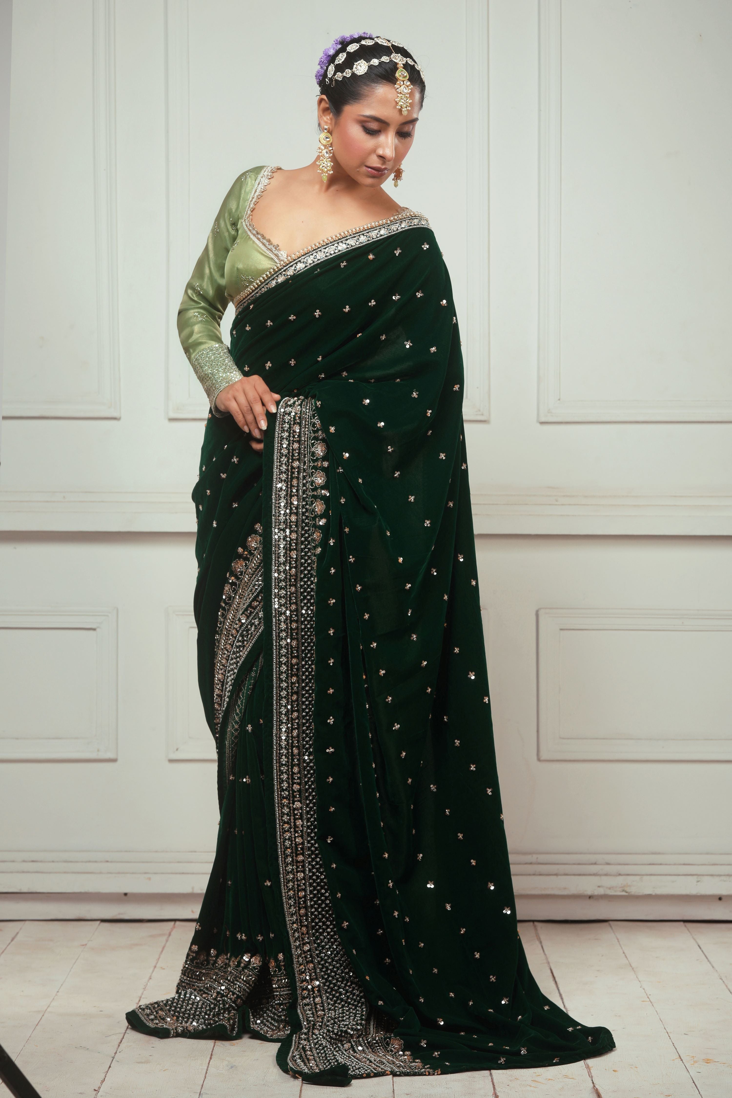 GARDEN GRANDEUR SAREE WITH SAGE FANTASY BLOUSE