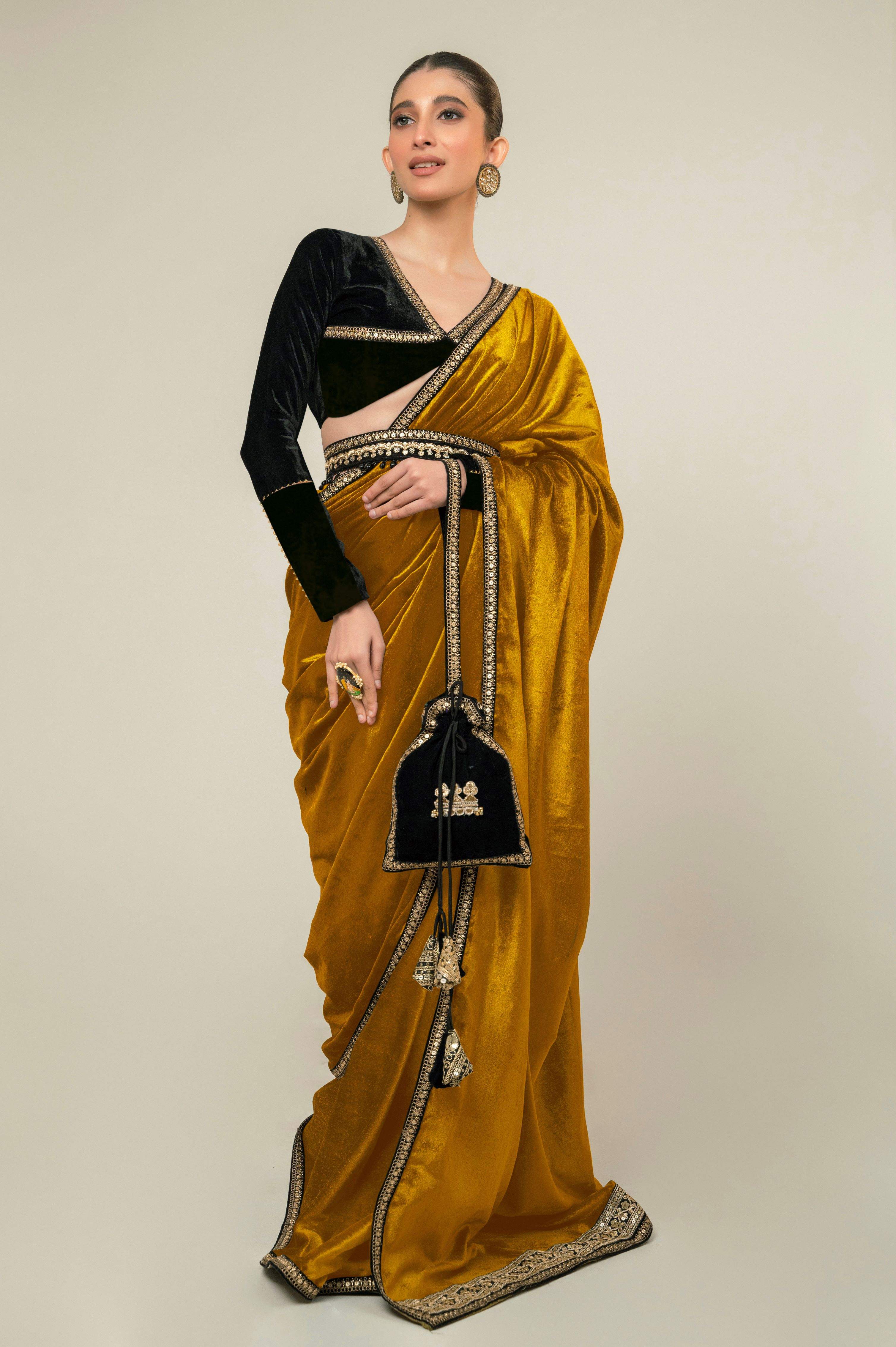 HONEY HEIRLOOM SAREE WITH MIDNIGHT CHARM BLOUSE