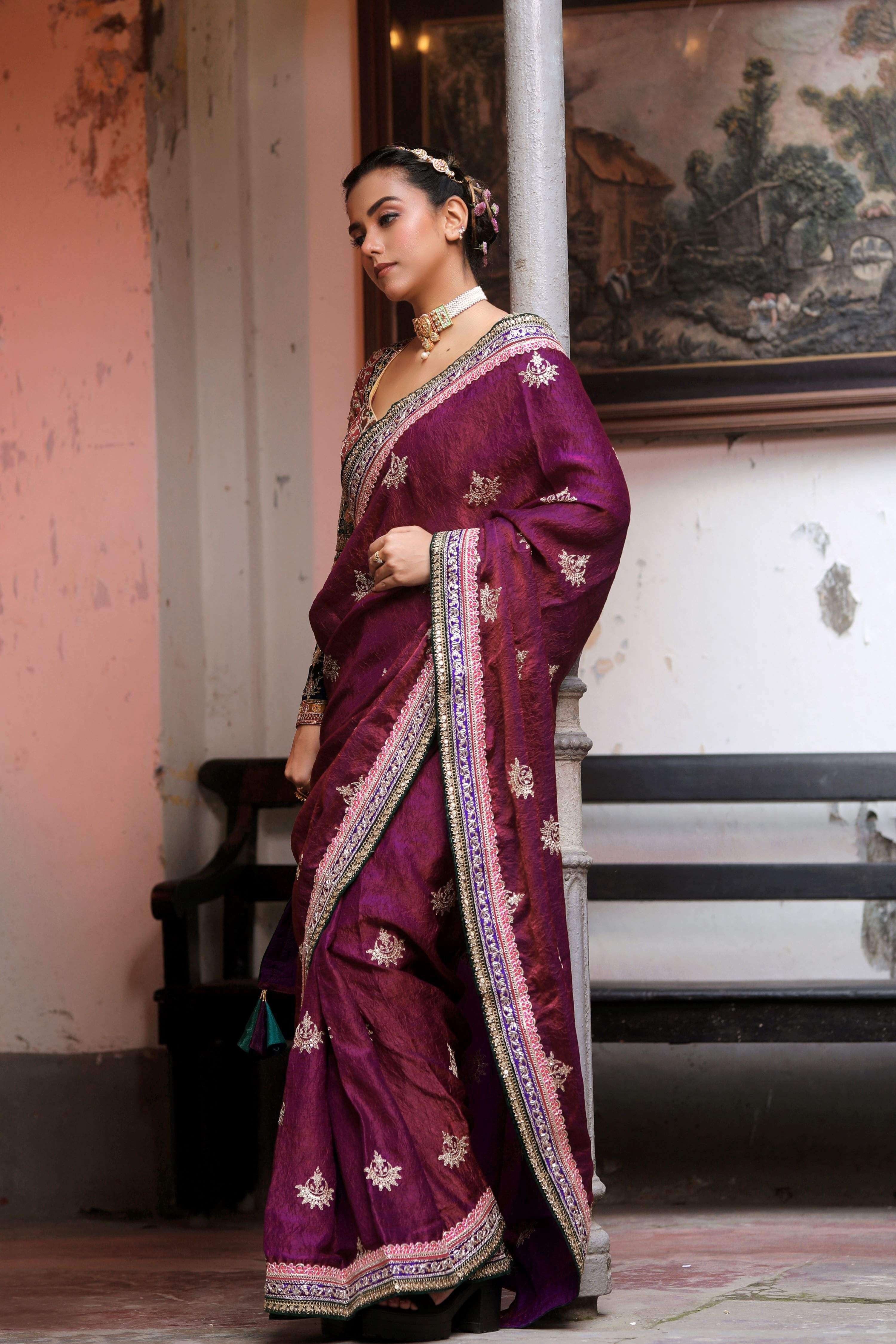 WINE WALTZ SAREE