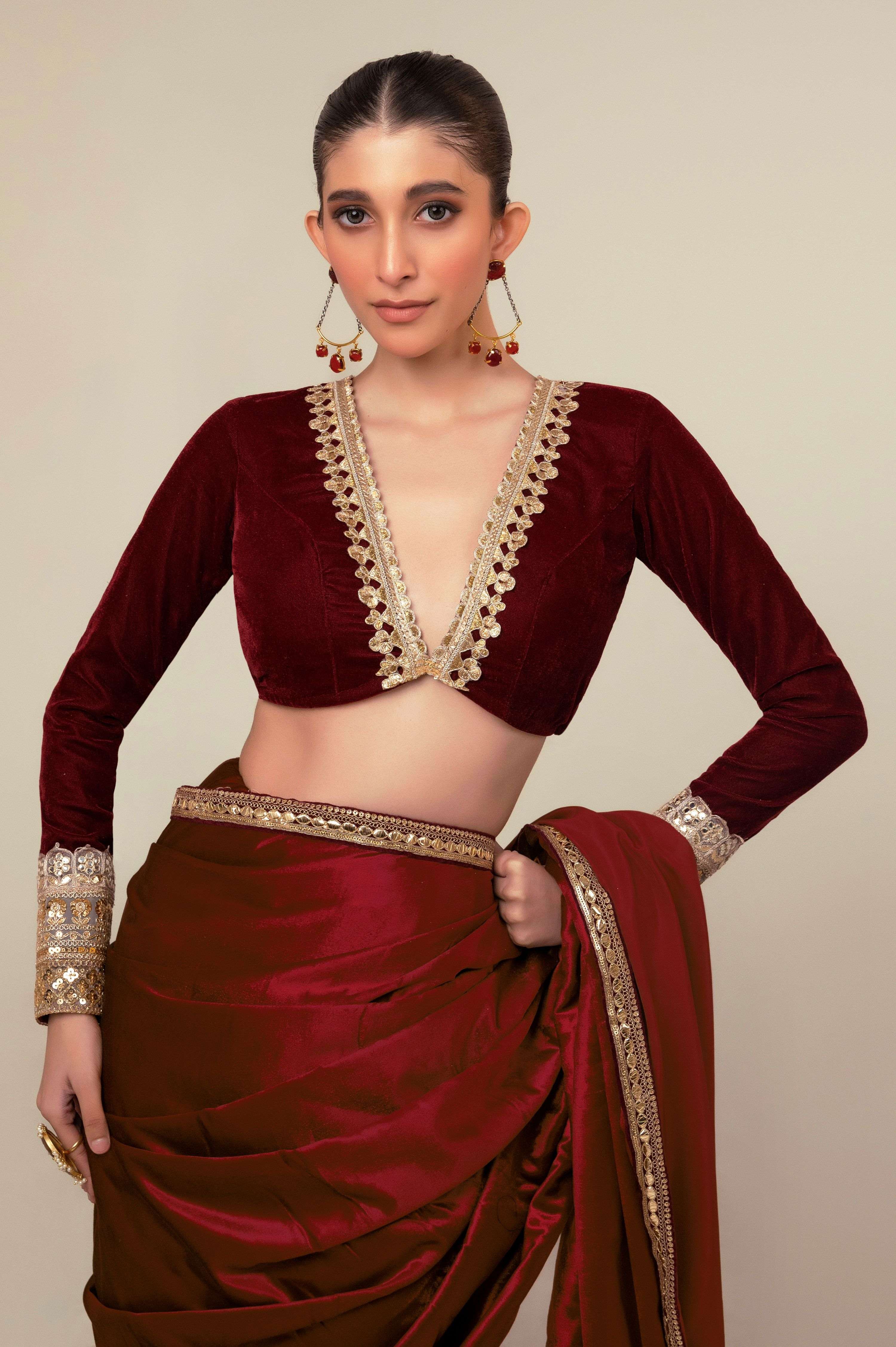 LUXE ROMANCE SAREE WITH OXBLOOD EDGE BLOUSE