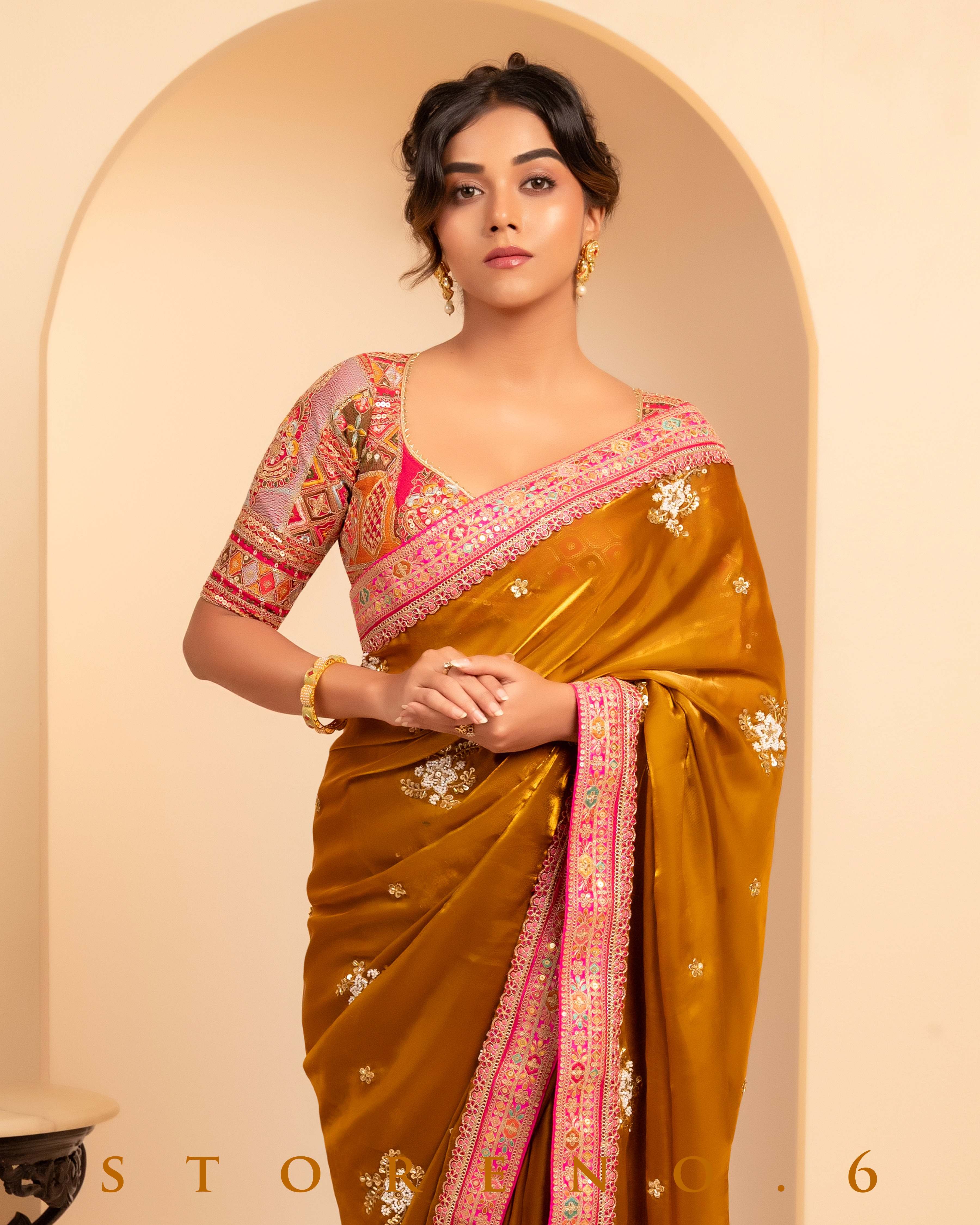 ETHEREAL EMPRESS SAREE WITH FUCHSIA FUSION FESTIVE BLOUSE