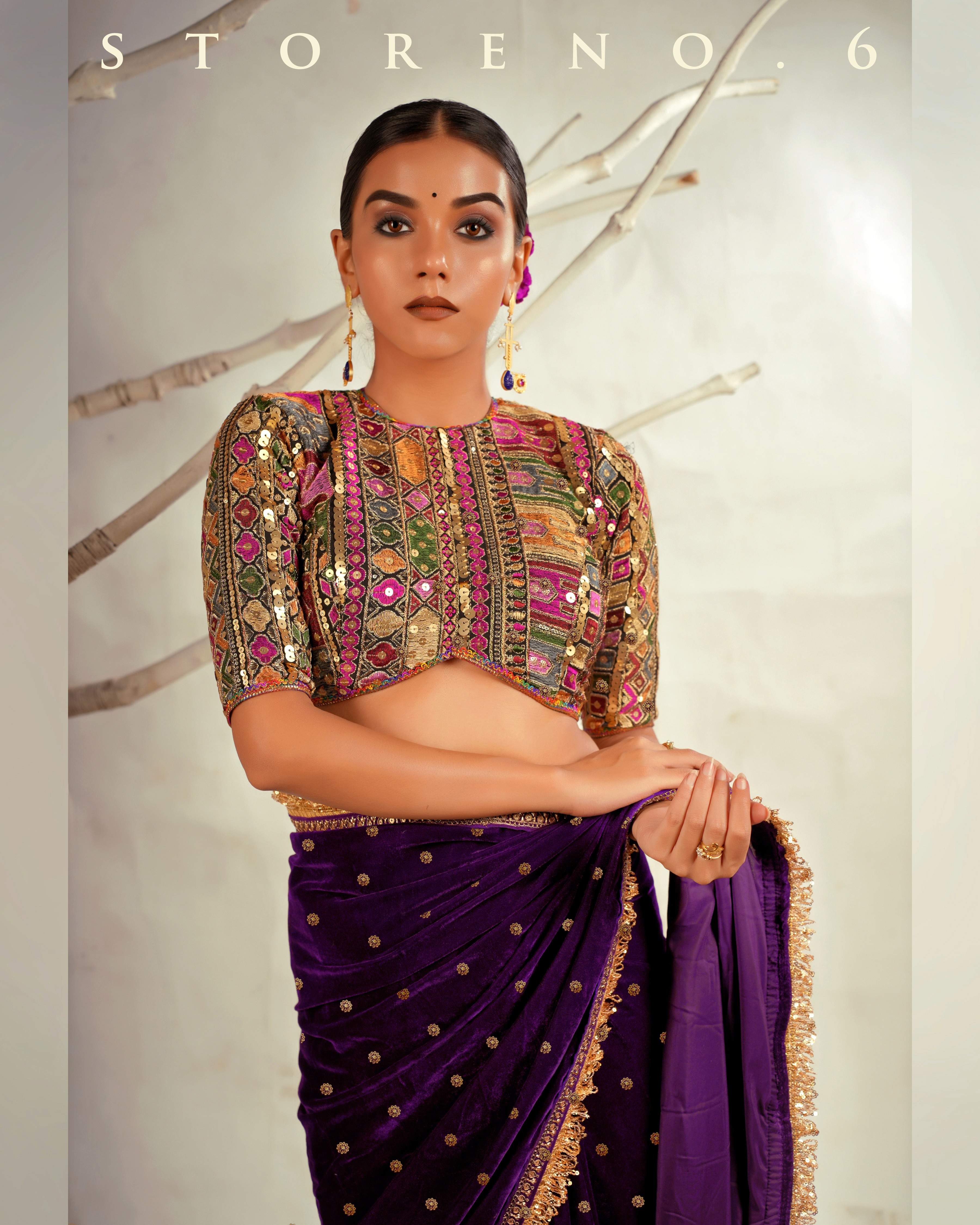THE PURPLE WONDER SAREE WITH GUL KAARI SIAH CLASSIC BLOUSE