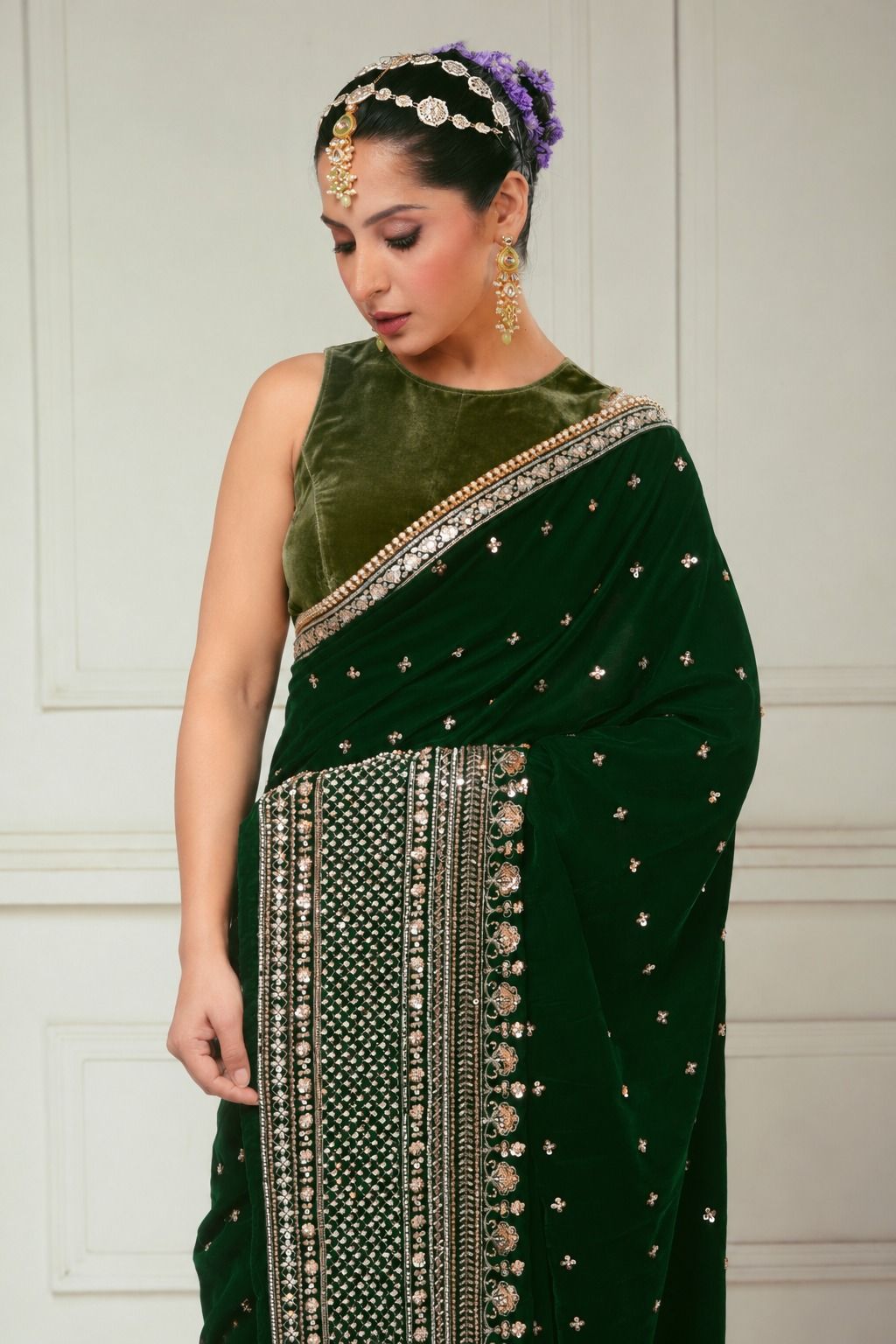 GARDEN GRANDEUR SAREE AND BLOUSE SET