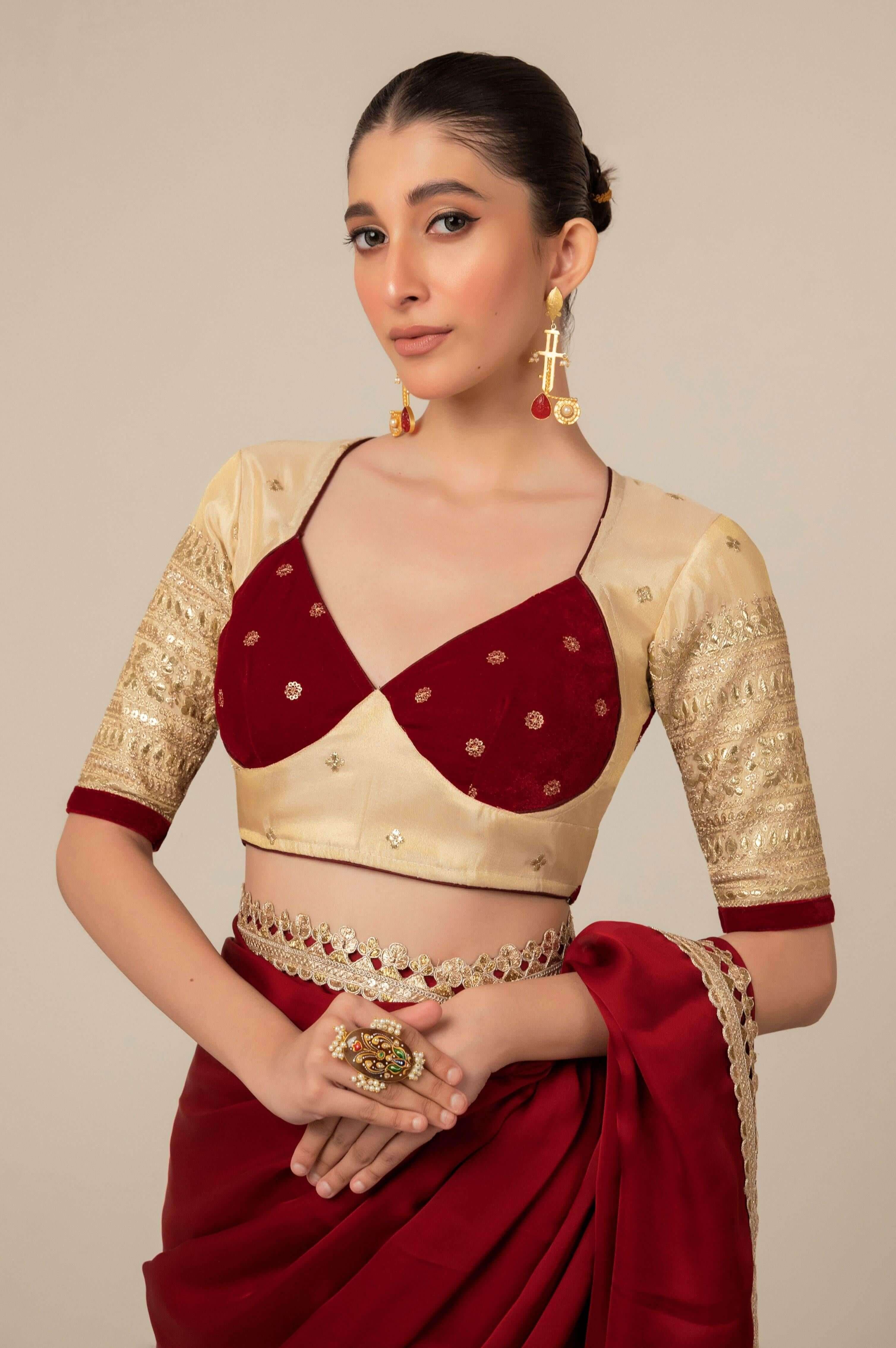 MOOD MUSE SAREE WITH CHERRY VANILLA BLOUSE.