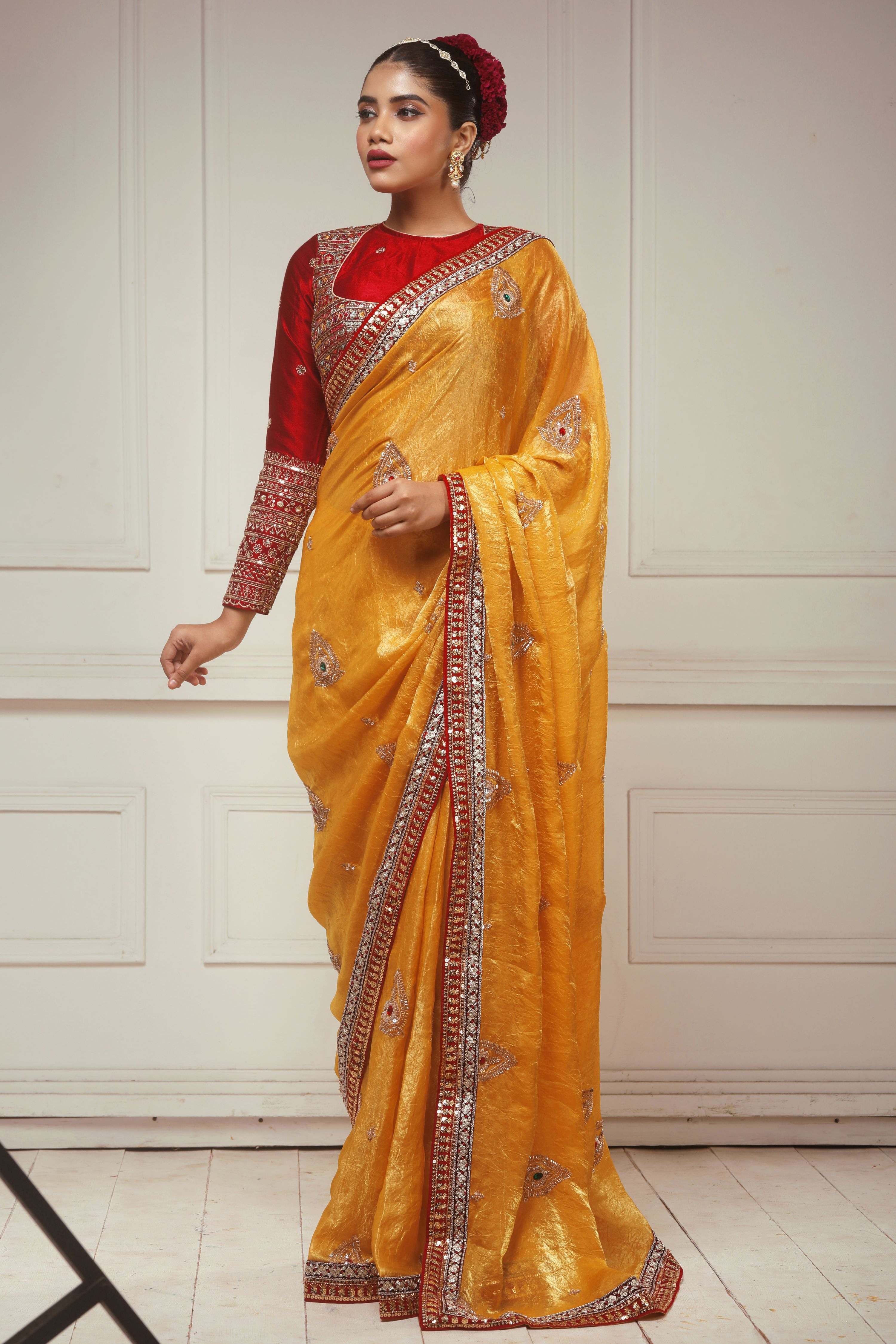 KUNDAN KATHA SAREE WITH ABSOLUTE APPEAL BLOUSE
