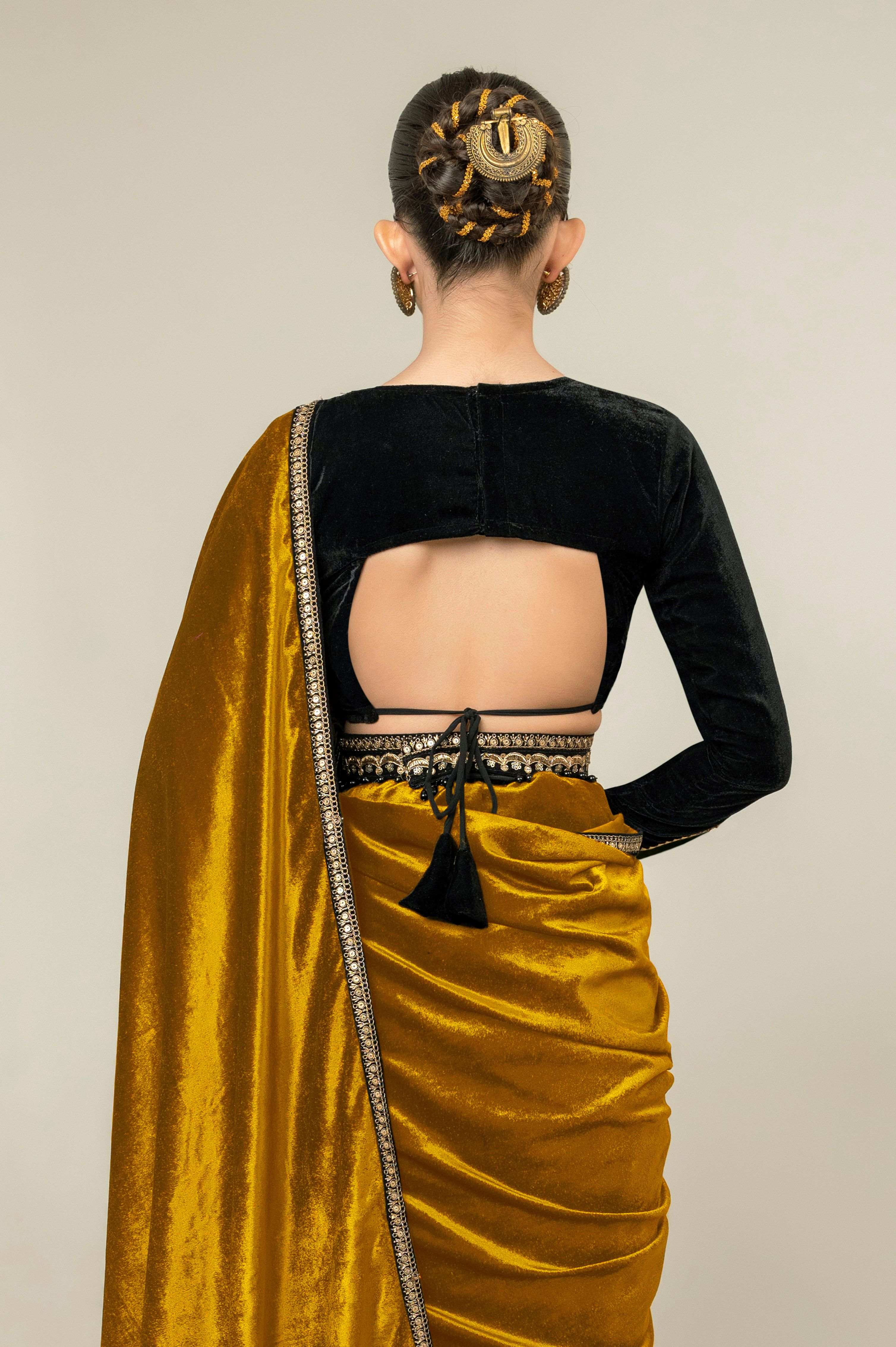 HONEY HEIRLOOM SAREE WITH MIDNIGHT CHARM BLOUSE