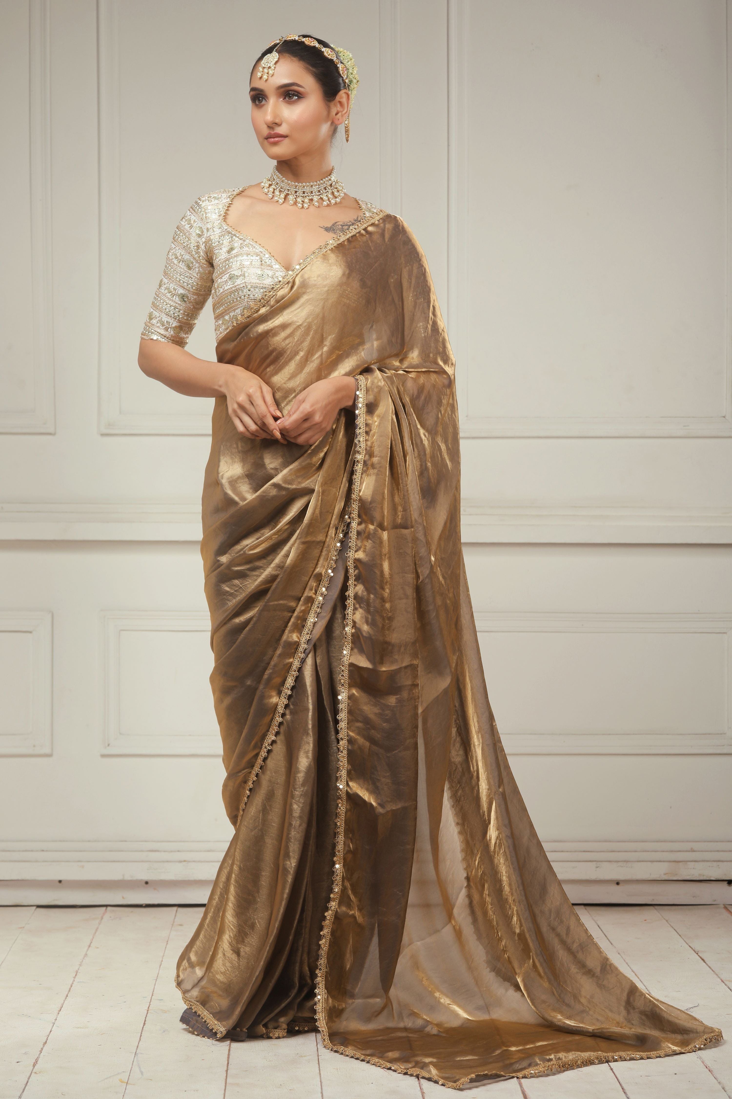 SMOKEY SPIRIT SAREE WITH INTENSE IVORY ICON BLOUSE