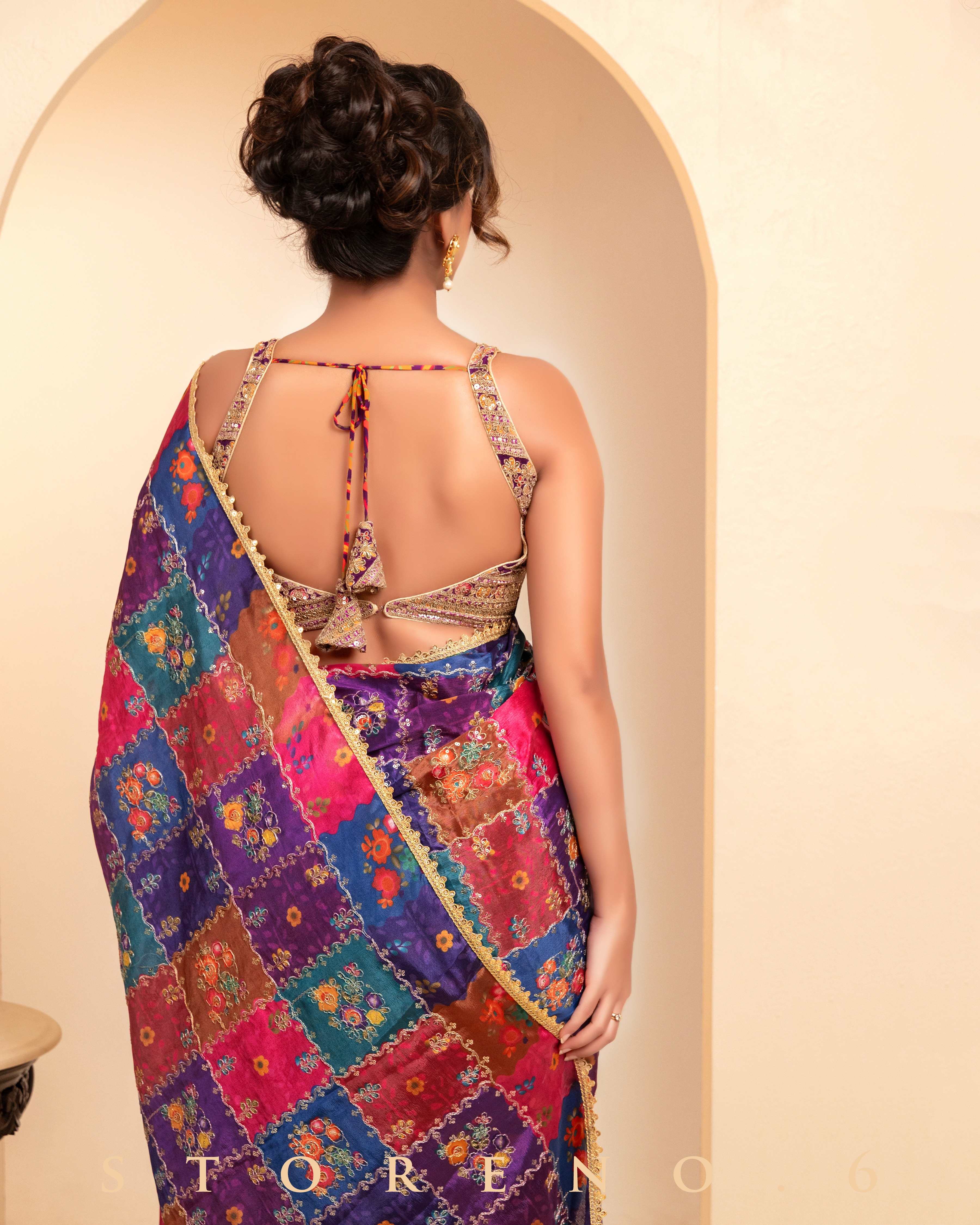 RAISIN RHAPSODY REVIBE SAREE WITH PLUM PARADISE CHIC BLOUSE