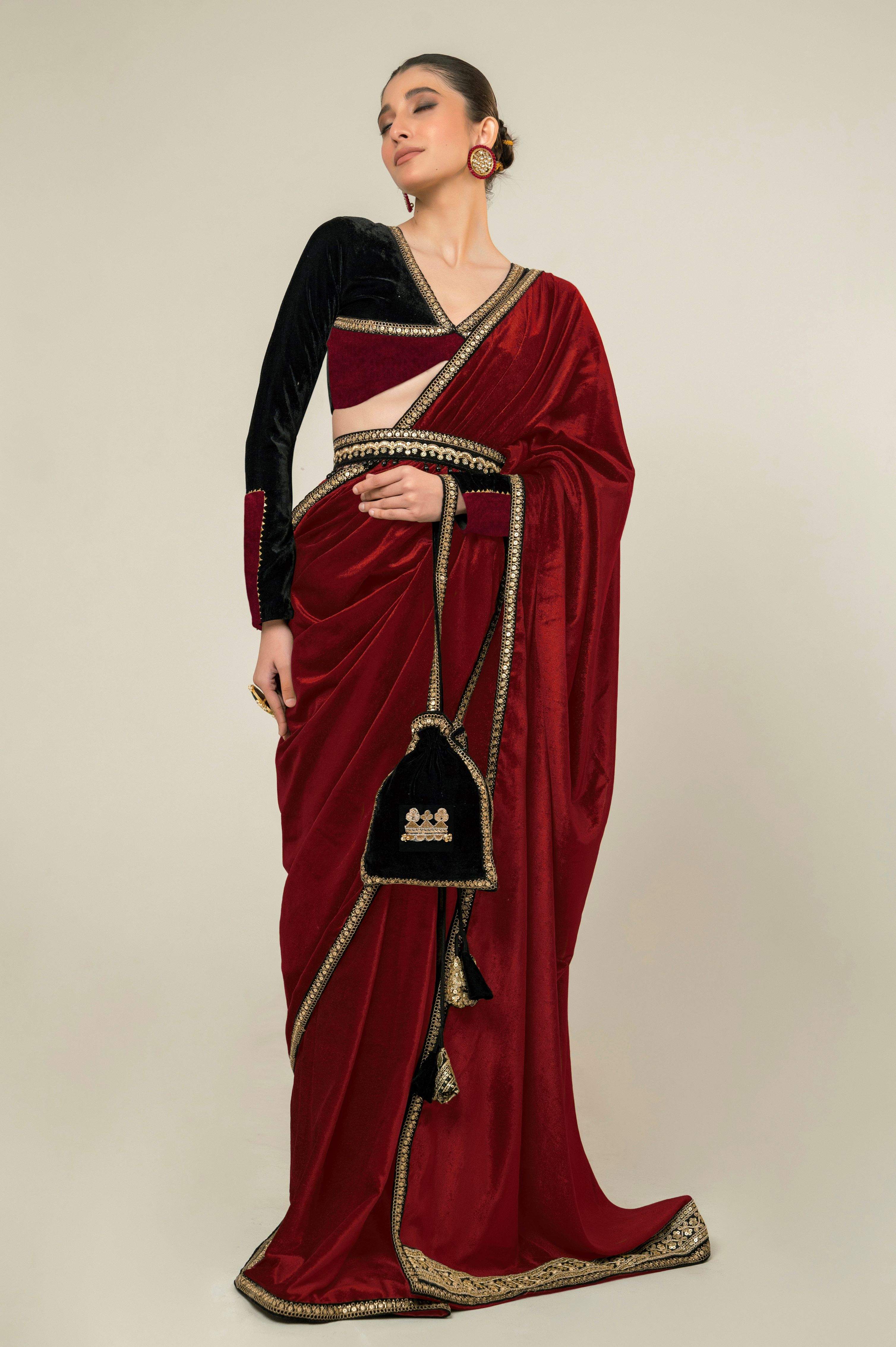 RUBY ROUGE SAREE AND BLOUSE SET