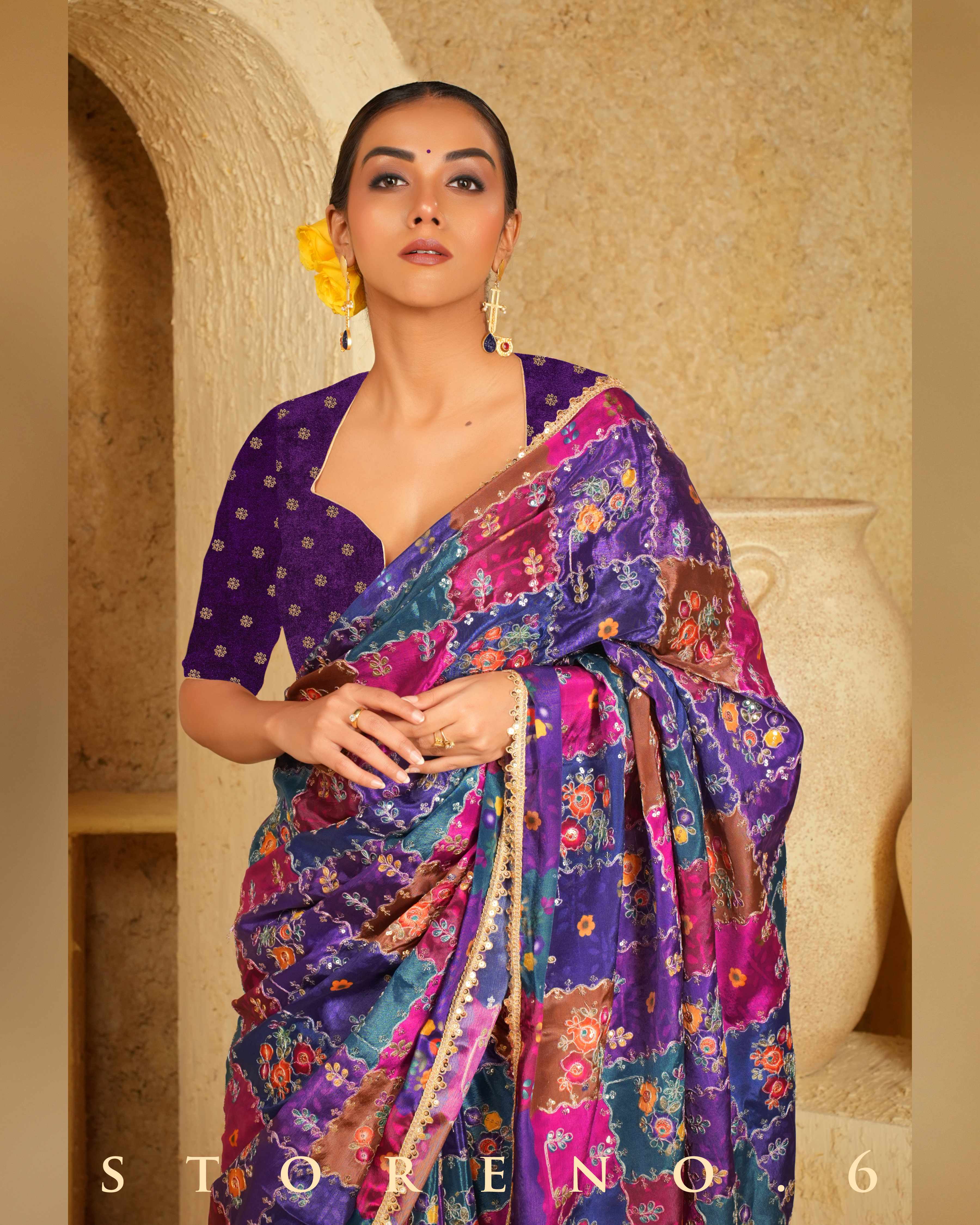 RAISIN RHAPSODY SAREE WITH PLUM PULSE BLOUSE