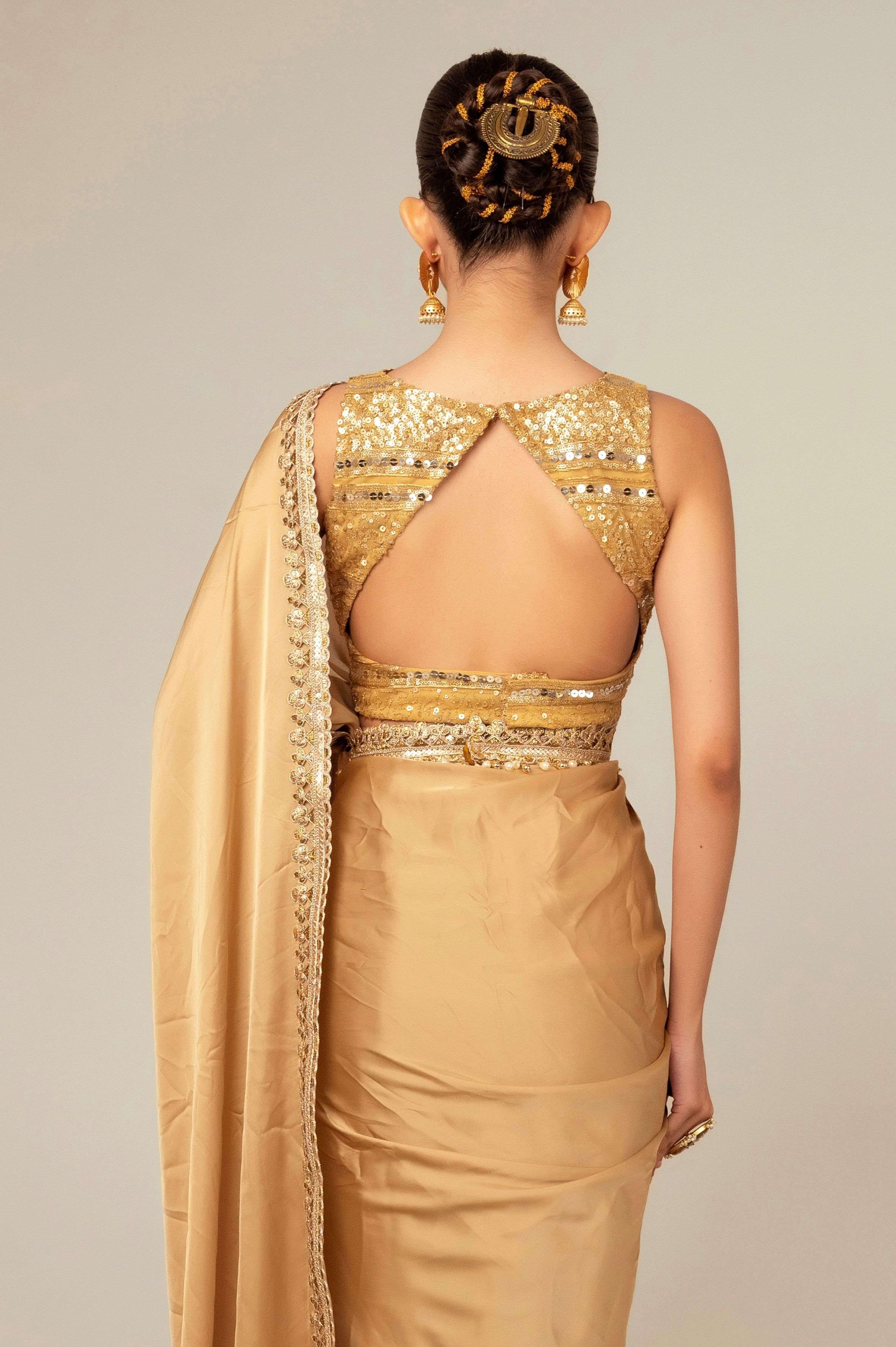 SEQUIN SPARK SAREE WITH LIME LIGHT BLOUSE.