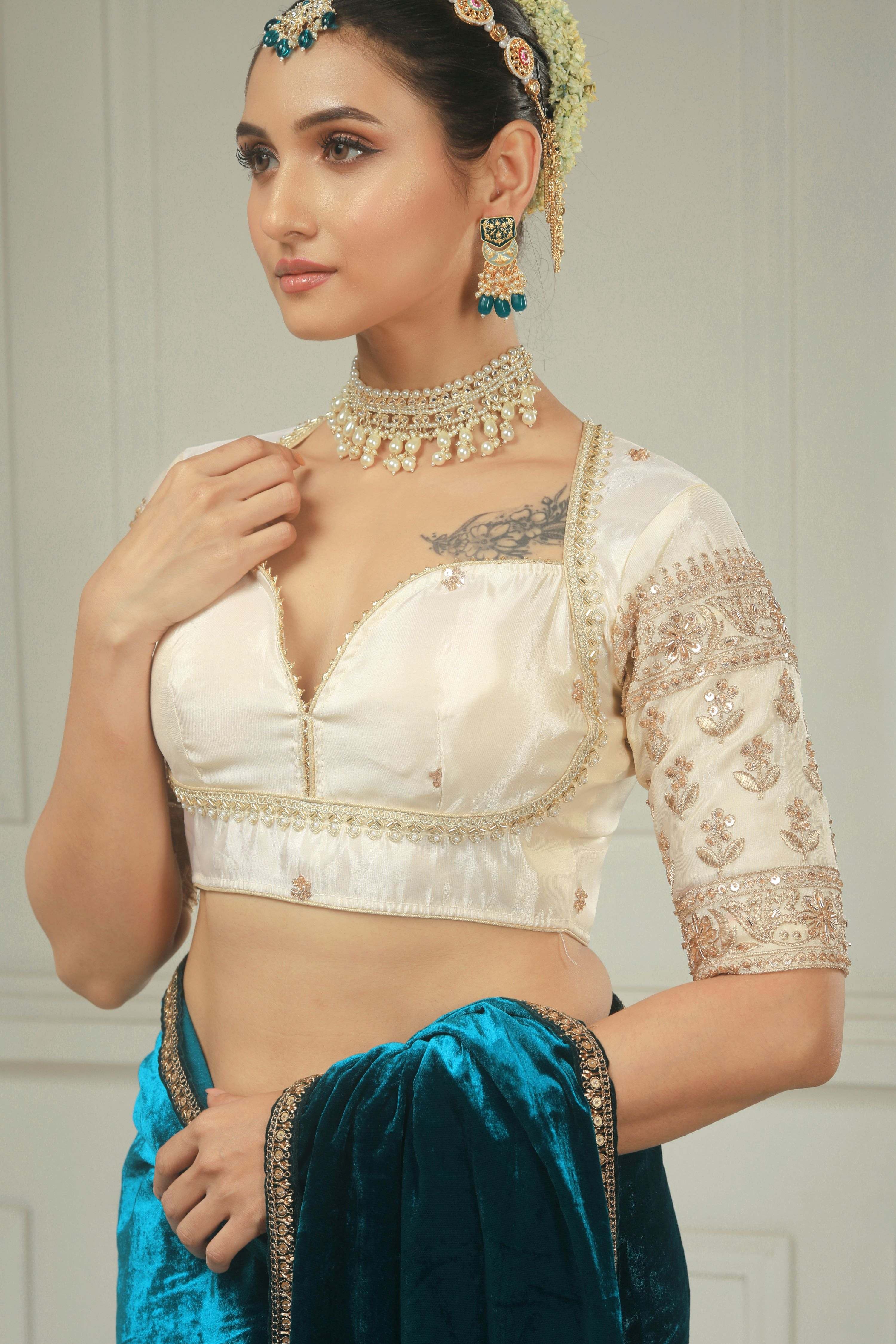 DESIREE DRAPE SAREE WITH VANILLA MUSE BLOUSE
