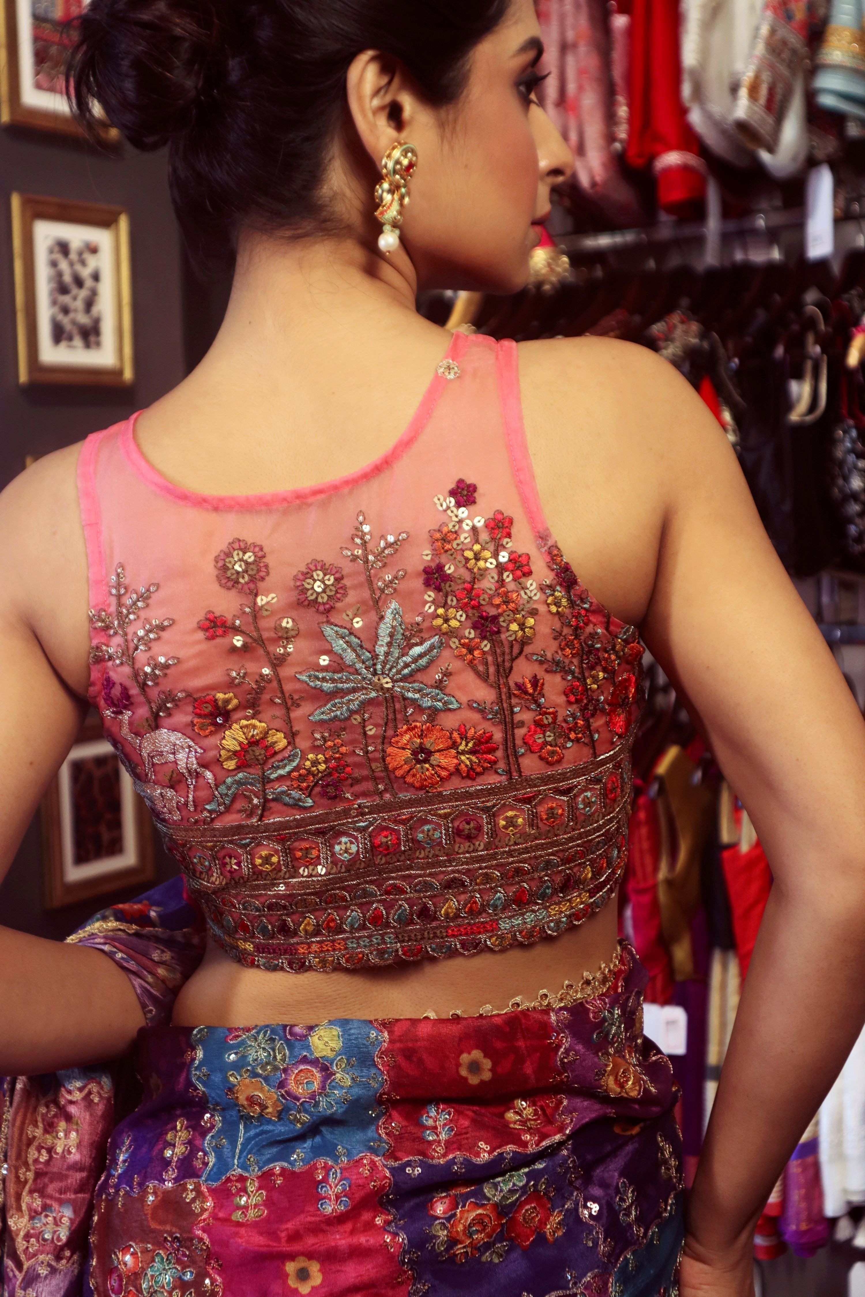 RAISIN RHAPSODY SAREE WITH BLUSH HORIZON BLOUSE