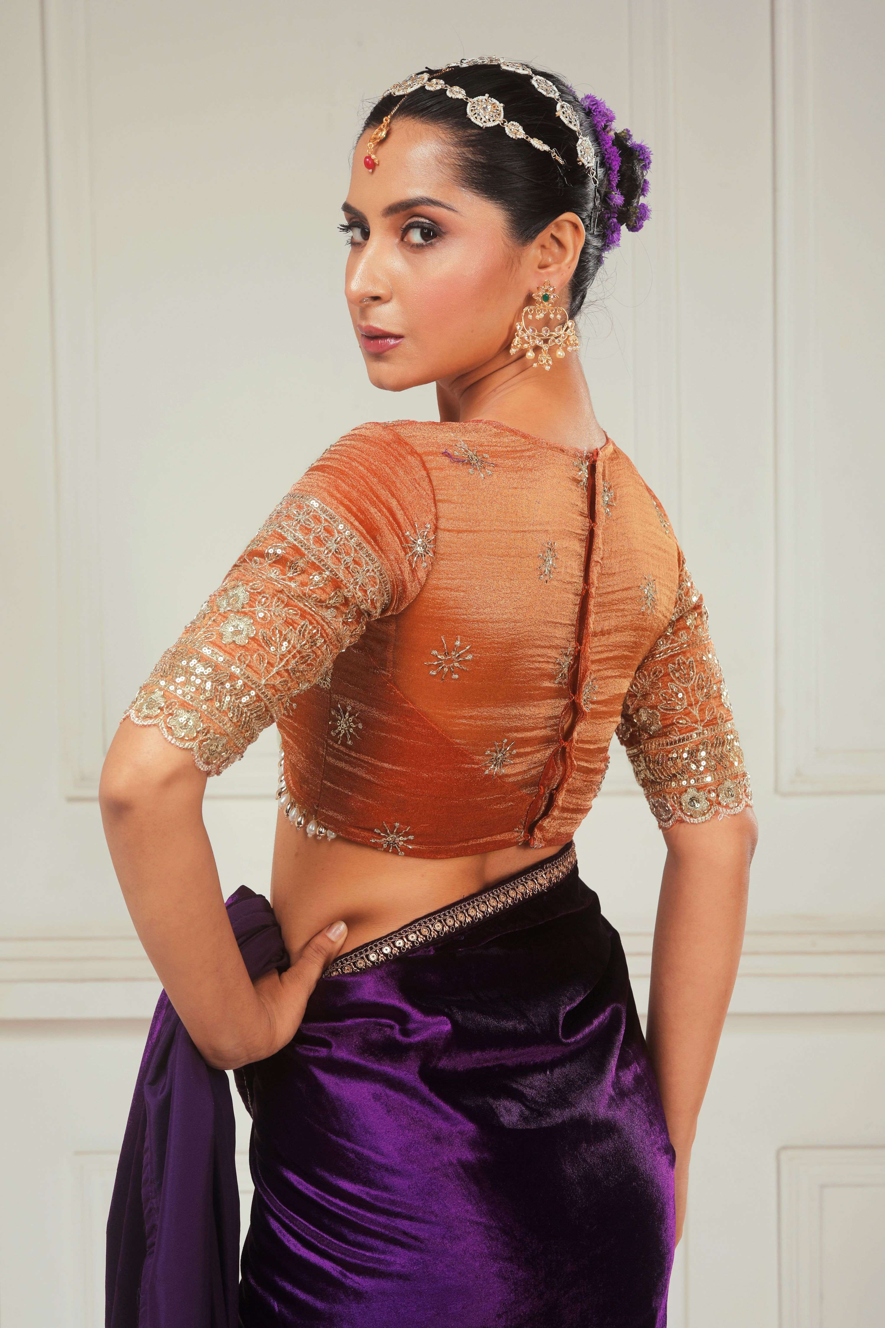 DARLING DRAPE SAREE WITH BLUSH WILDFLOWER BLOUSE
