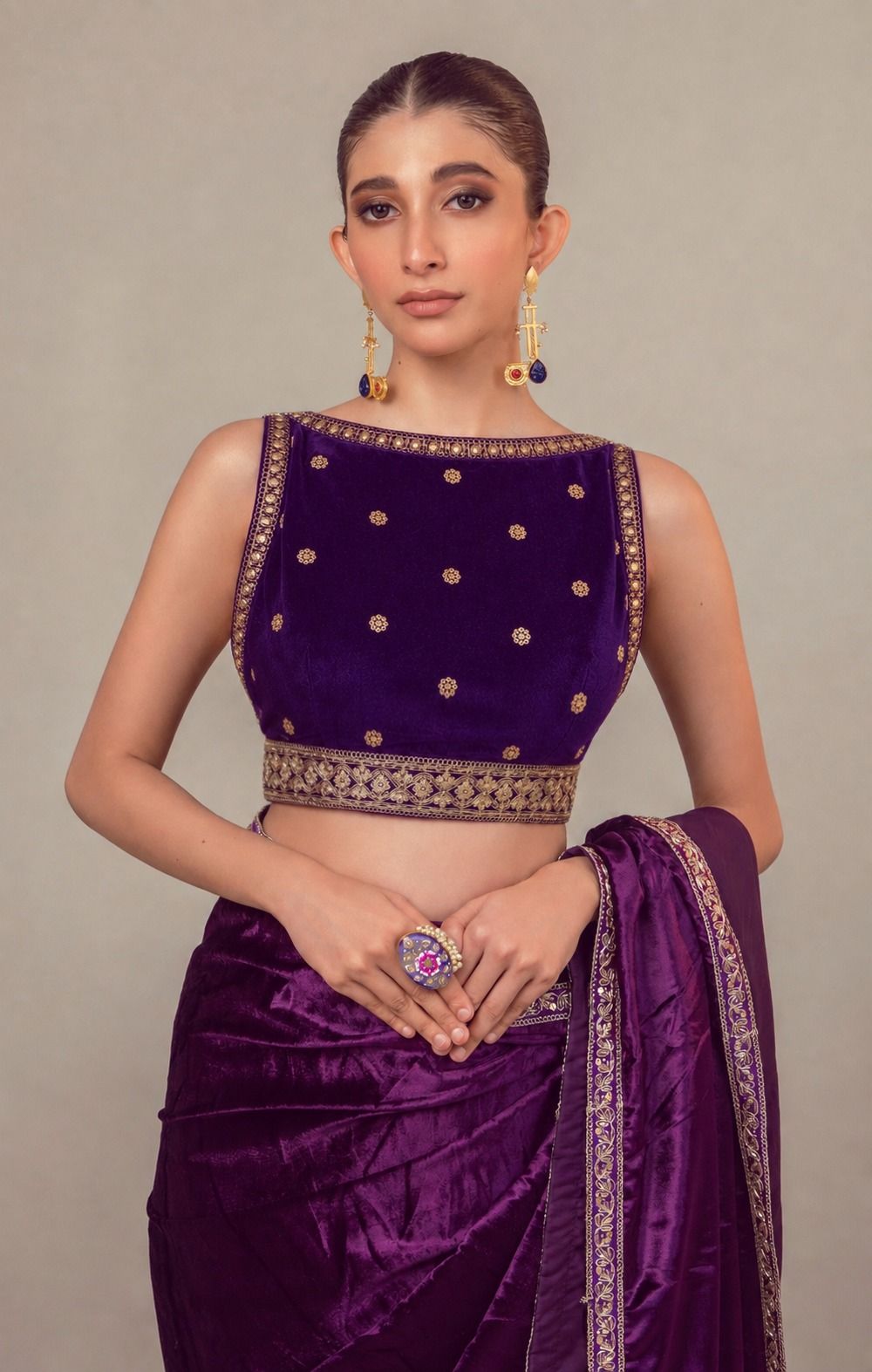 POP PALETTE SAREE WITH BERRY BLOOM BLOUSE