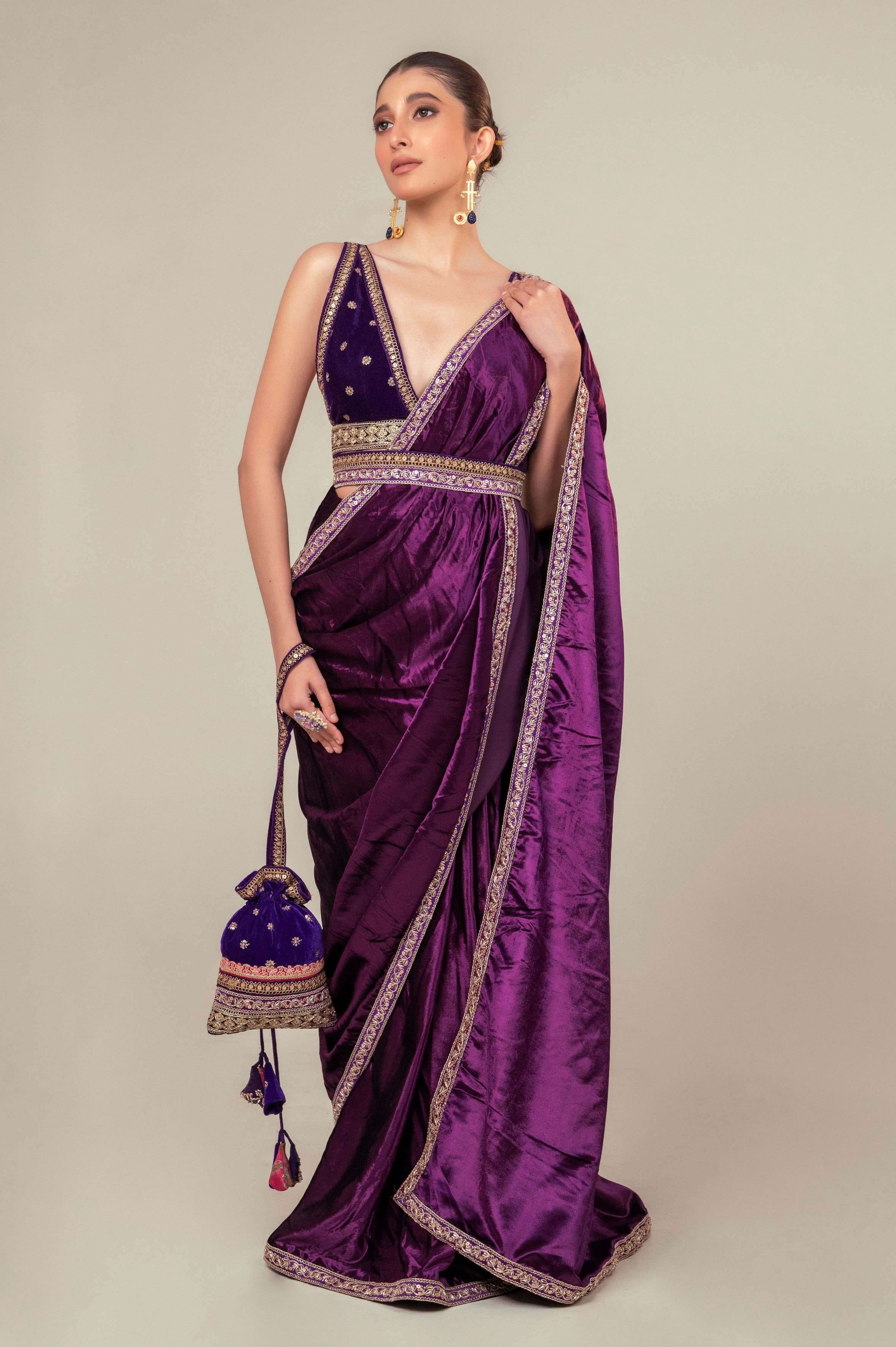 POP PALETTE SAREE WITH BERRY BLINK BLOUSE.