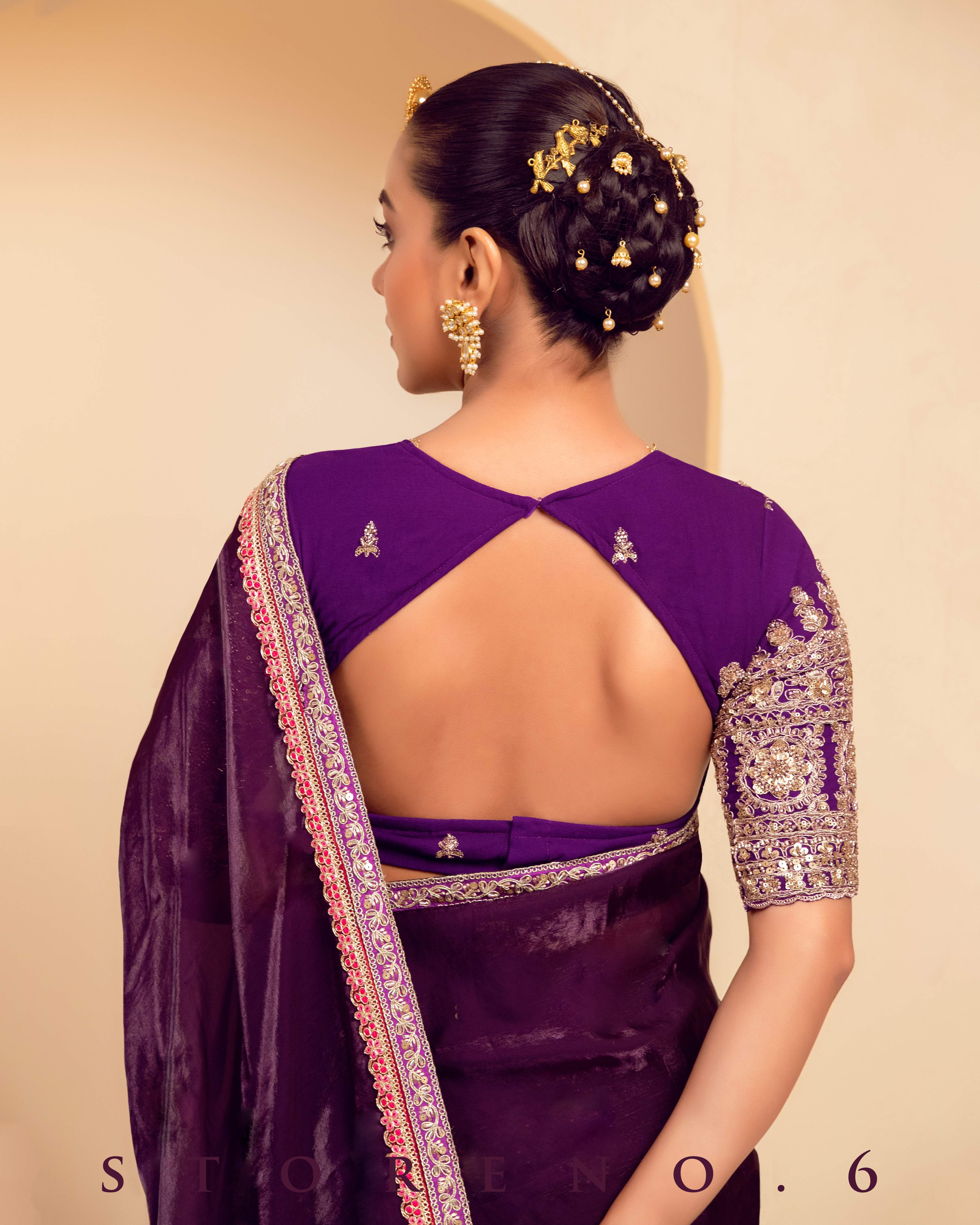 PLUM PALETTE SAREE WITH MAJESTIC MUSE BLOUSE