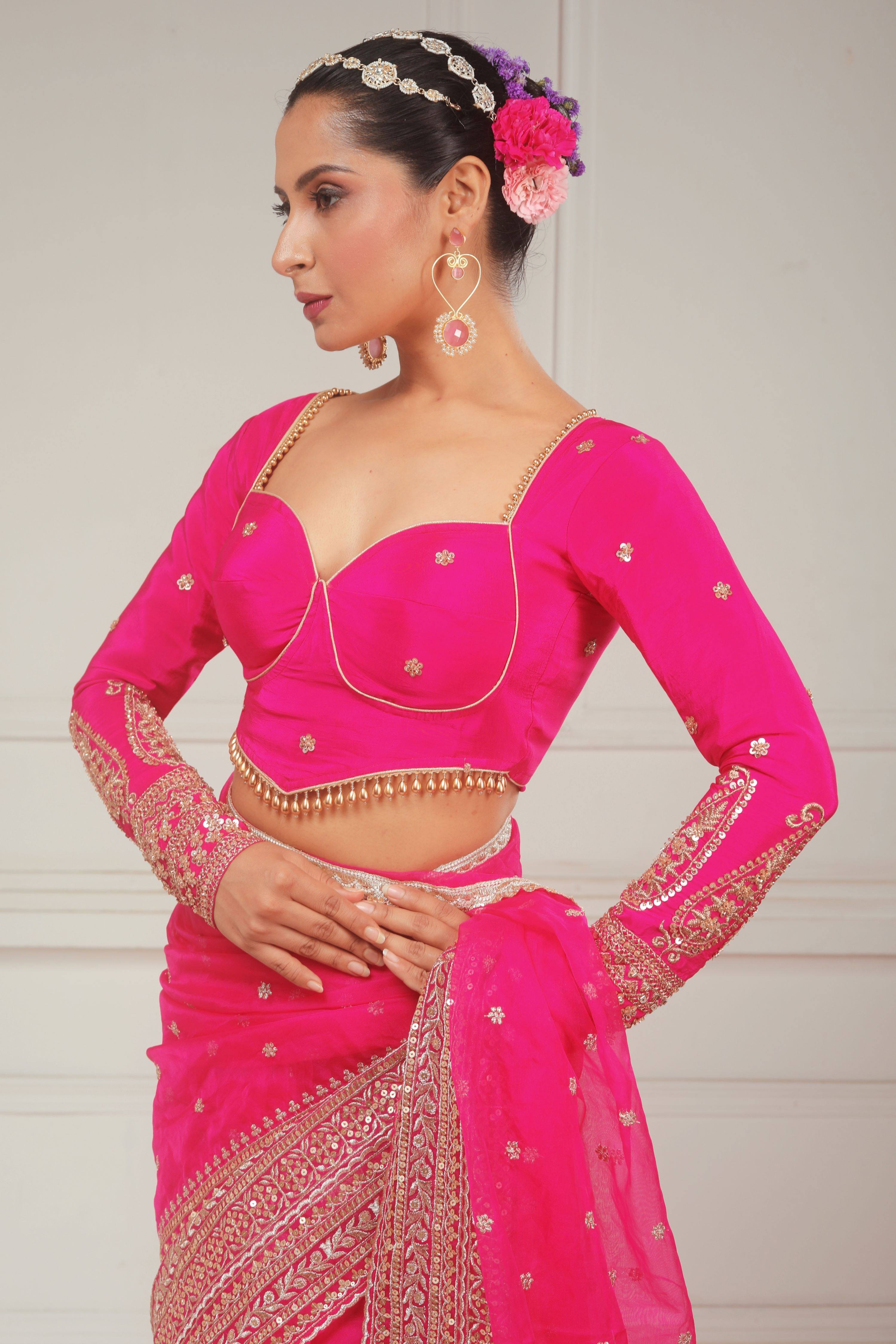 RASPBERRY KISS SAREE AND ROSE LUXE BLOUSE