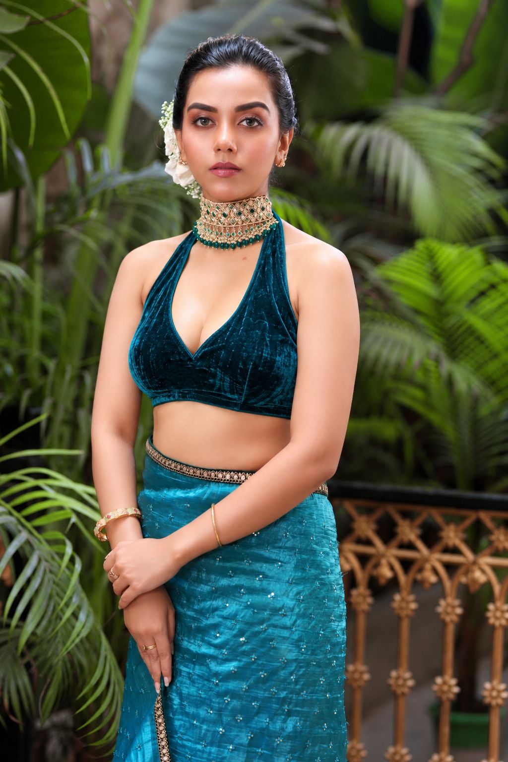 TEAL TEMPTATION SAREE WITH QUIRKEY QUEST BLOUSE