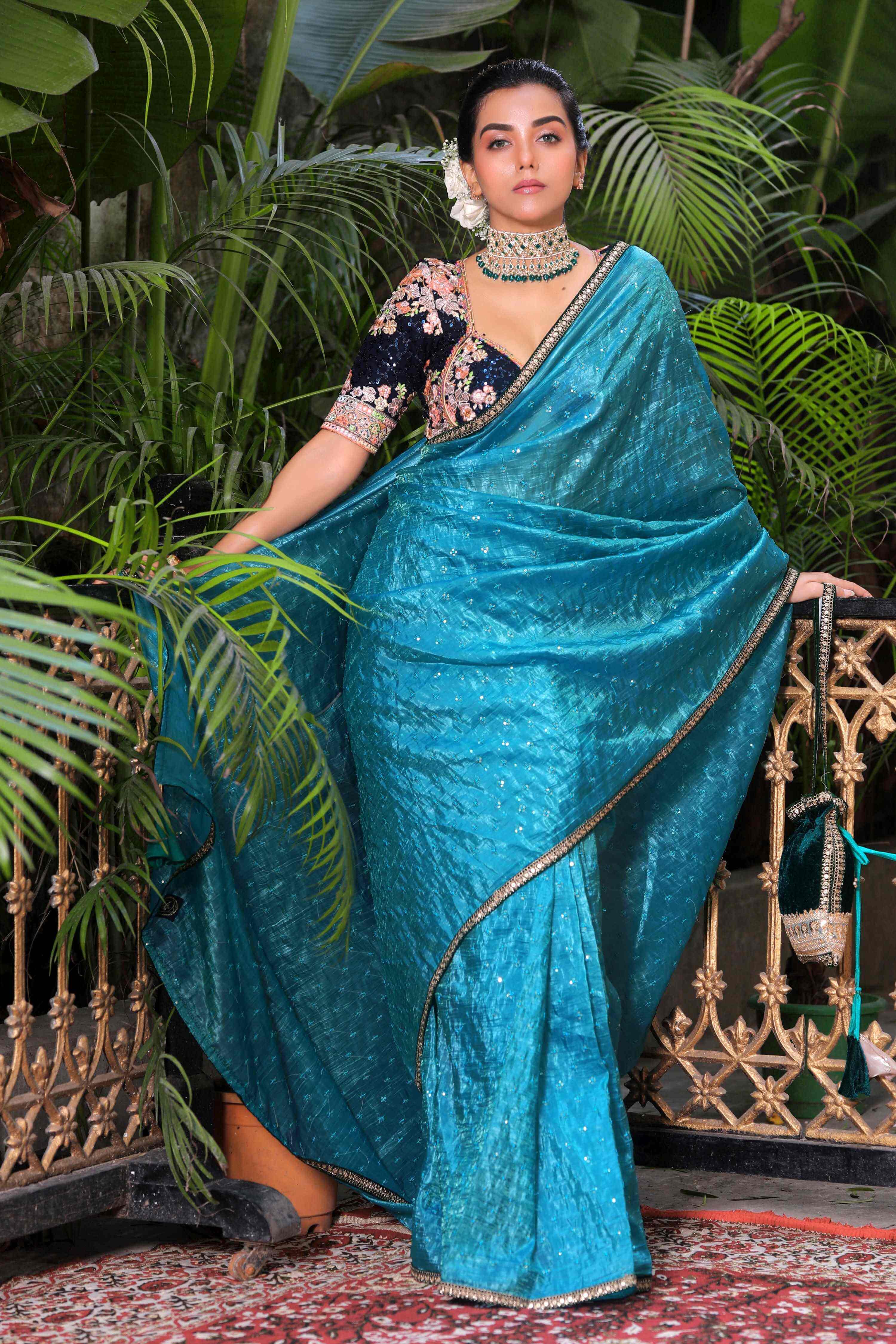 TEAL TEMPTATION SAREE WITH NEELI AFSOON BLOUSE