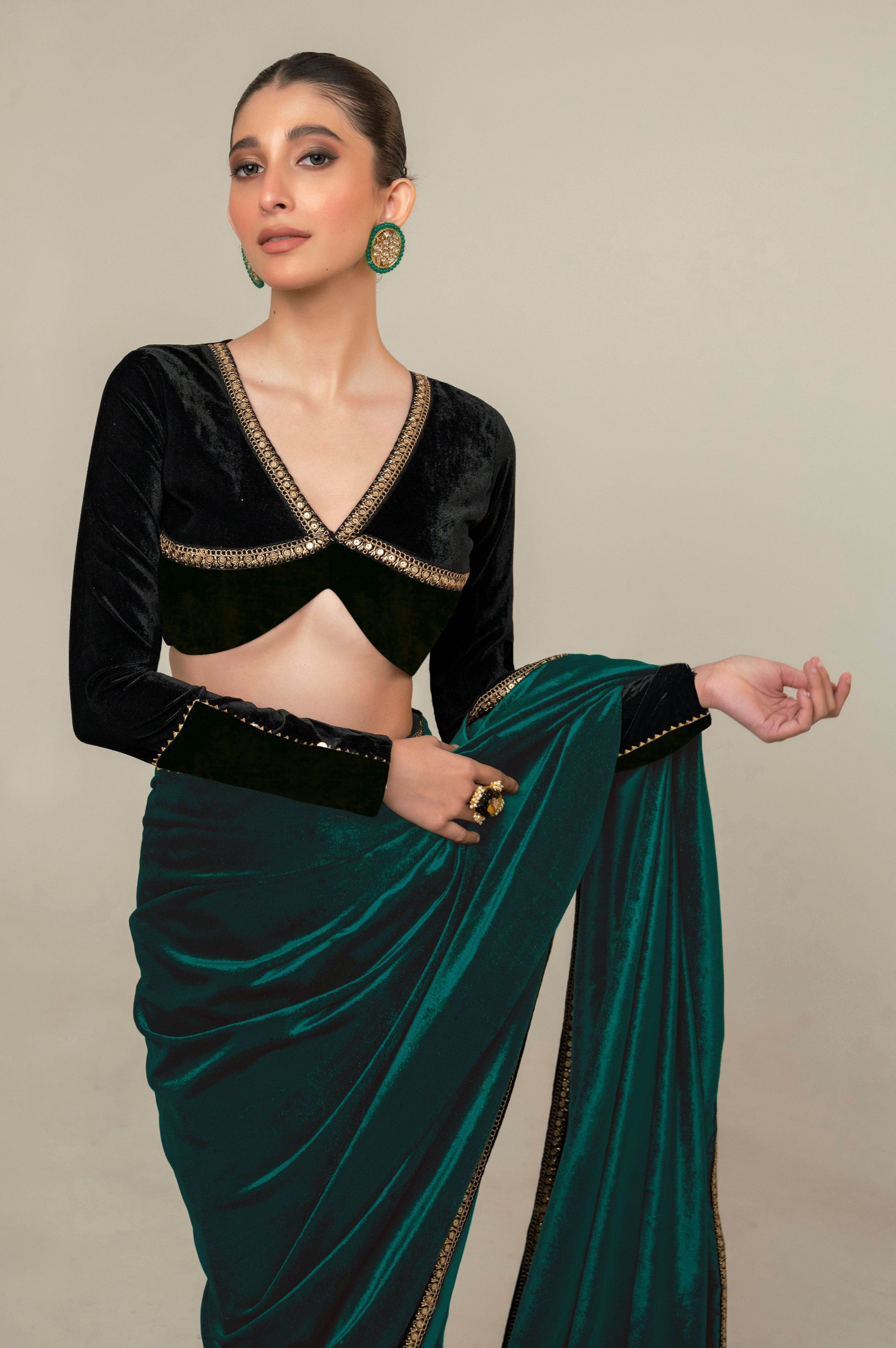 SEA SYMPHONY SAREE WITH MIDNIGHT CHARM BLOUSE