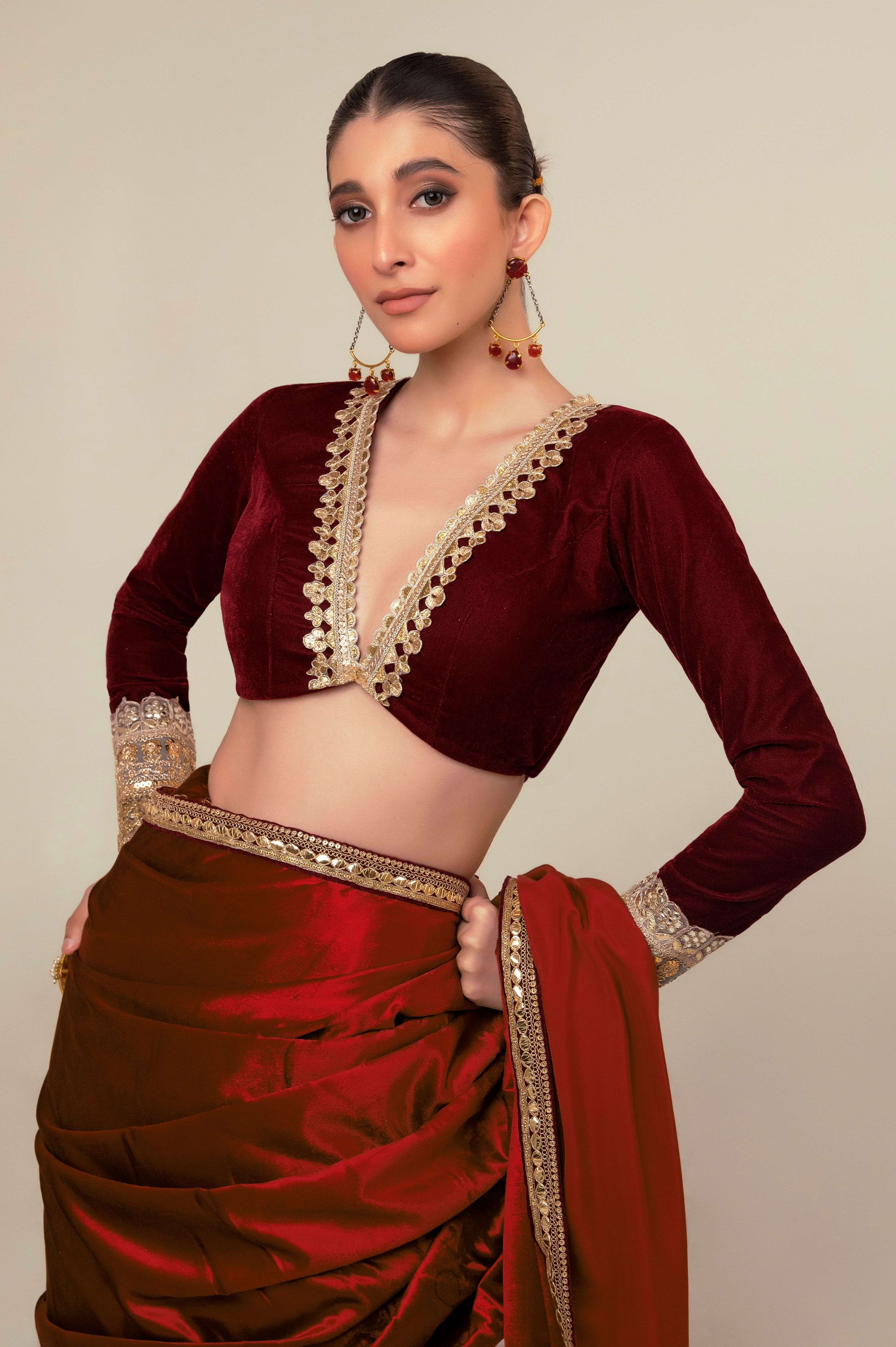 LUXE ROMANCE SAREE WITH OXBLOOD EDGE BLOUSE
