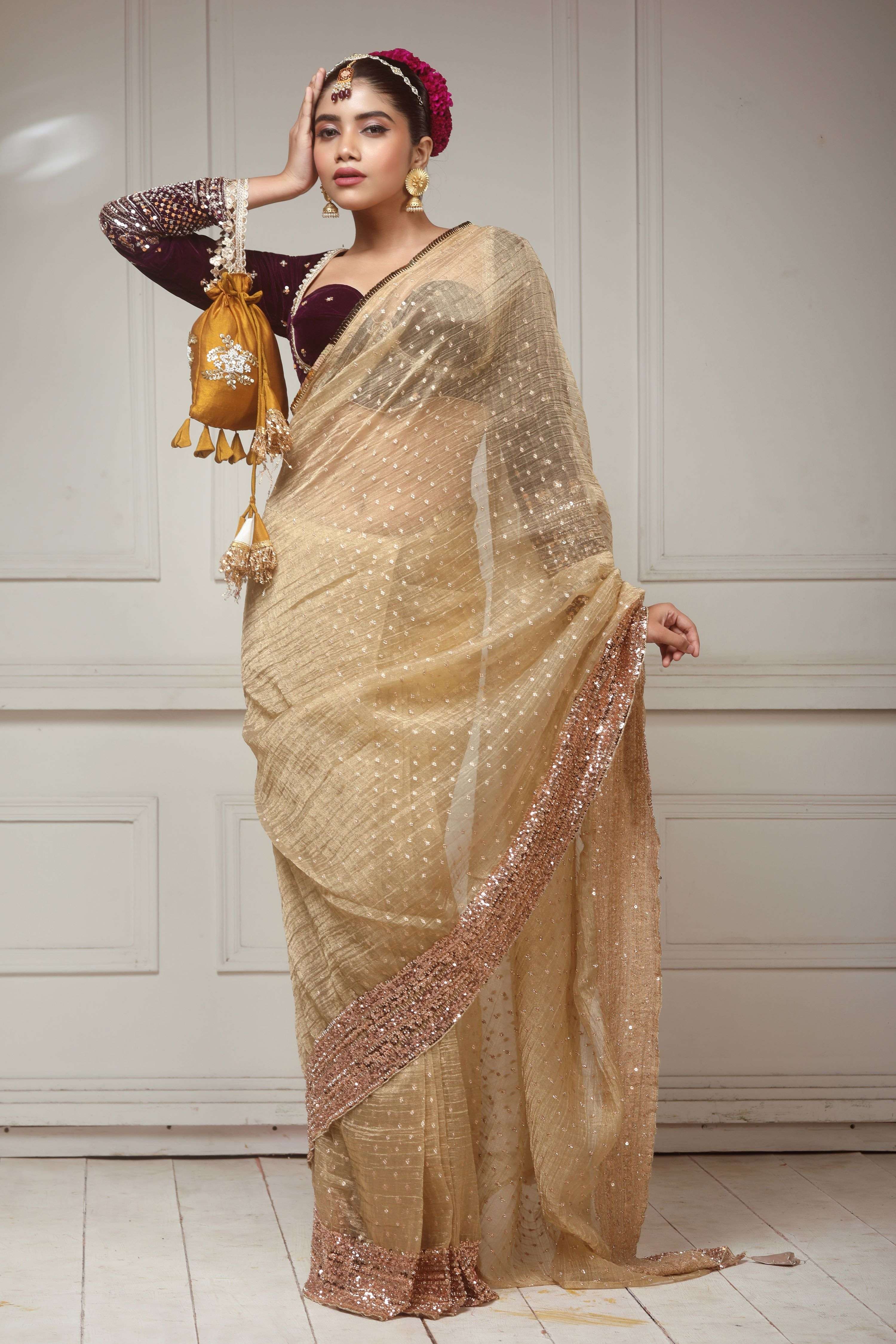 SUNKISSED DESIRE SAREE WITH GLAM GRANDEUR BLOUSE