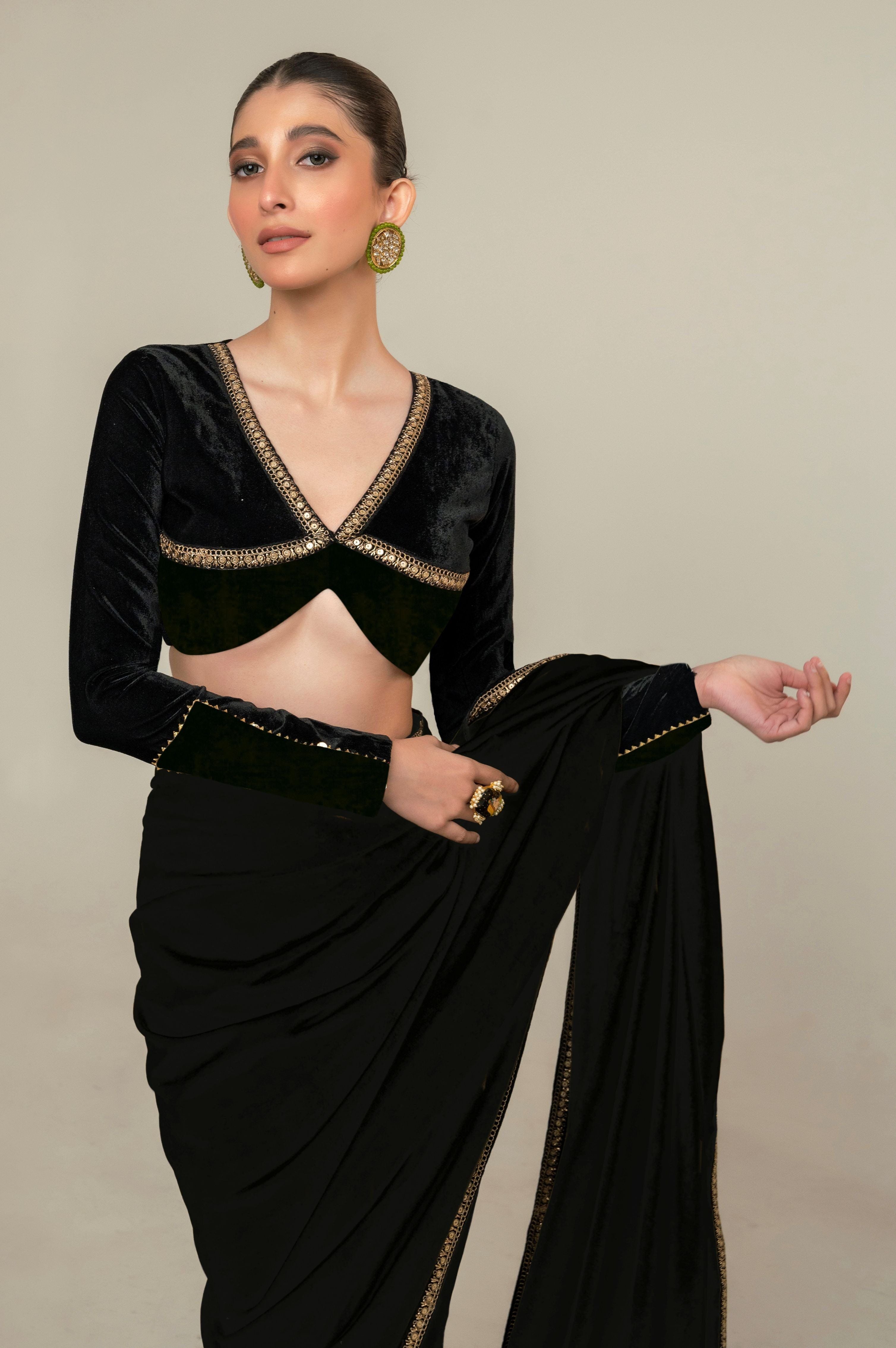VELVET VANITY SAREE WITH MIDNIGHT CHARM BLOUSE