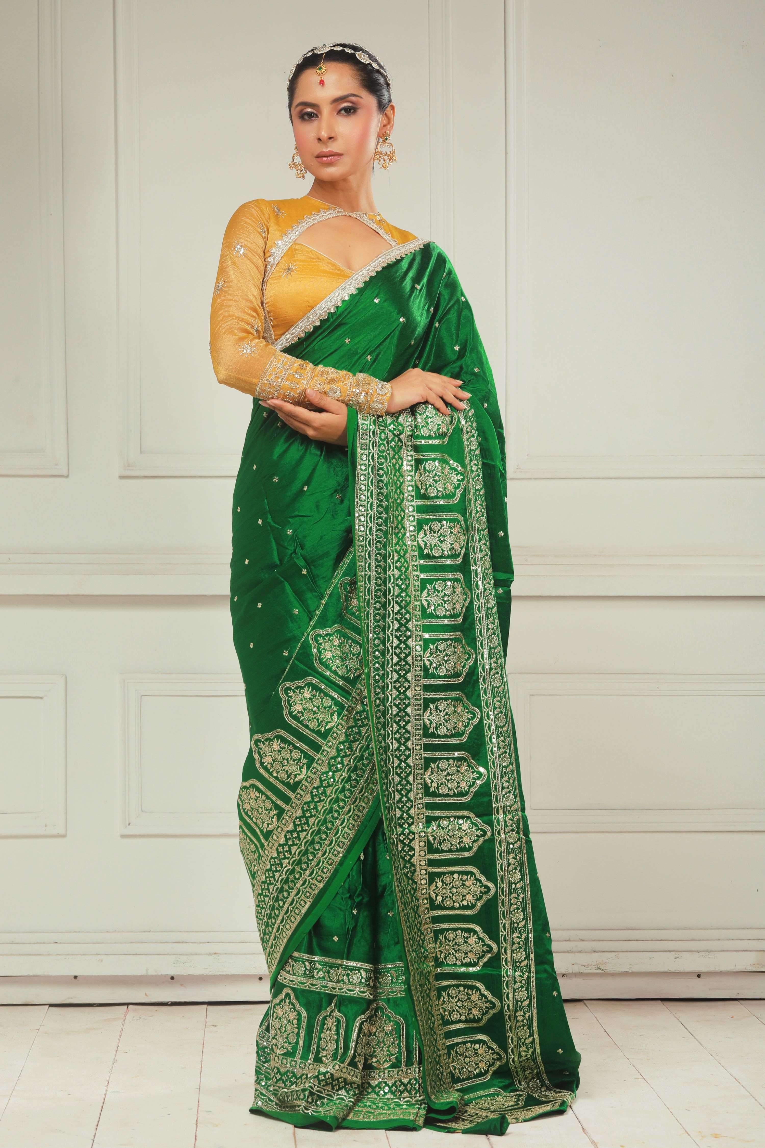 TIMELESS TAPESTRY SAREE WITH HONEY WILDFLOWER BLOUSE