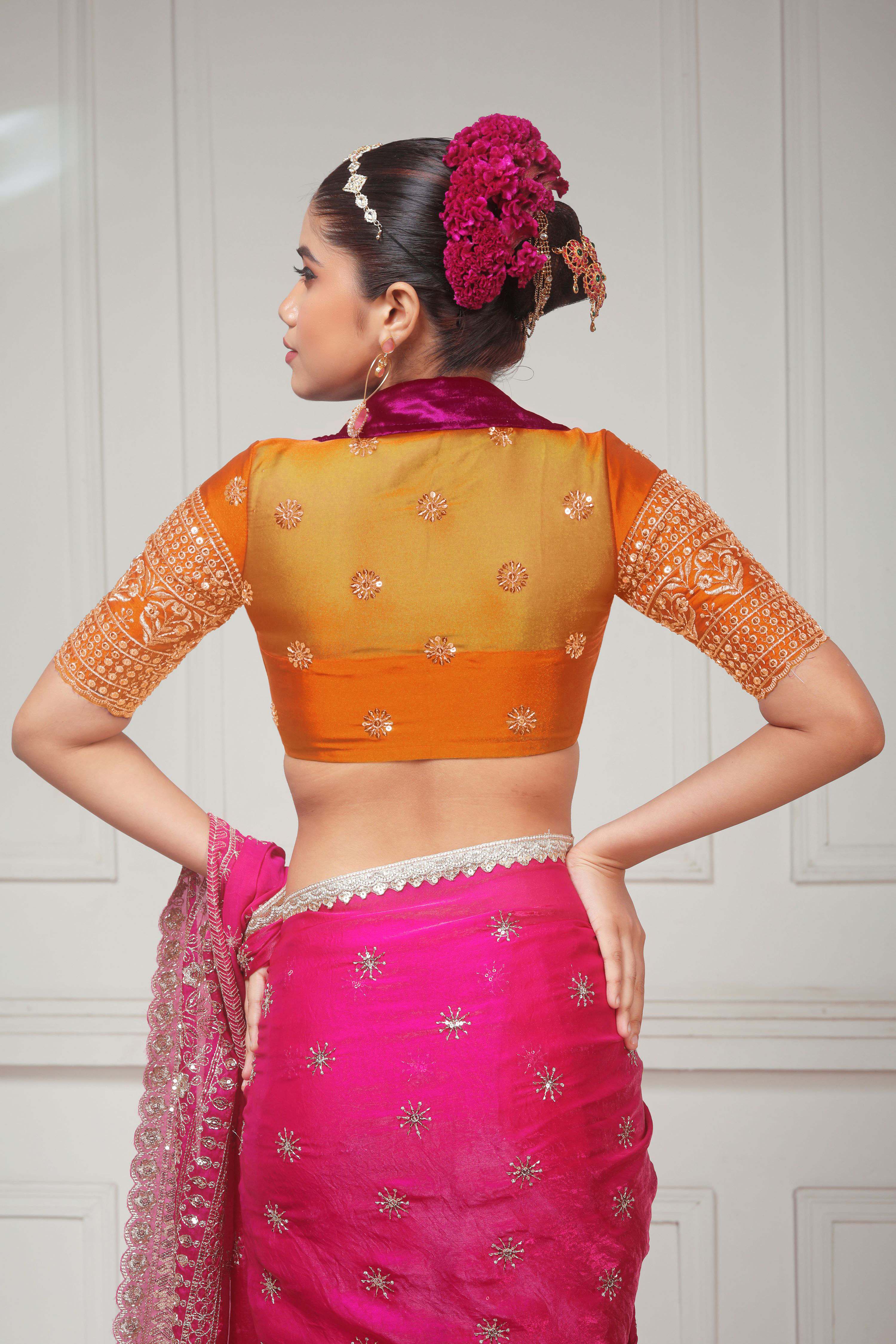 CANDY WILDFLOWER SAREE WITH TANGERINE CLASSIC BLOUSE
