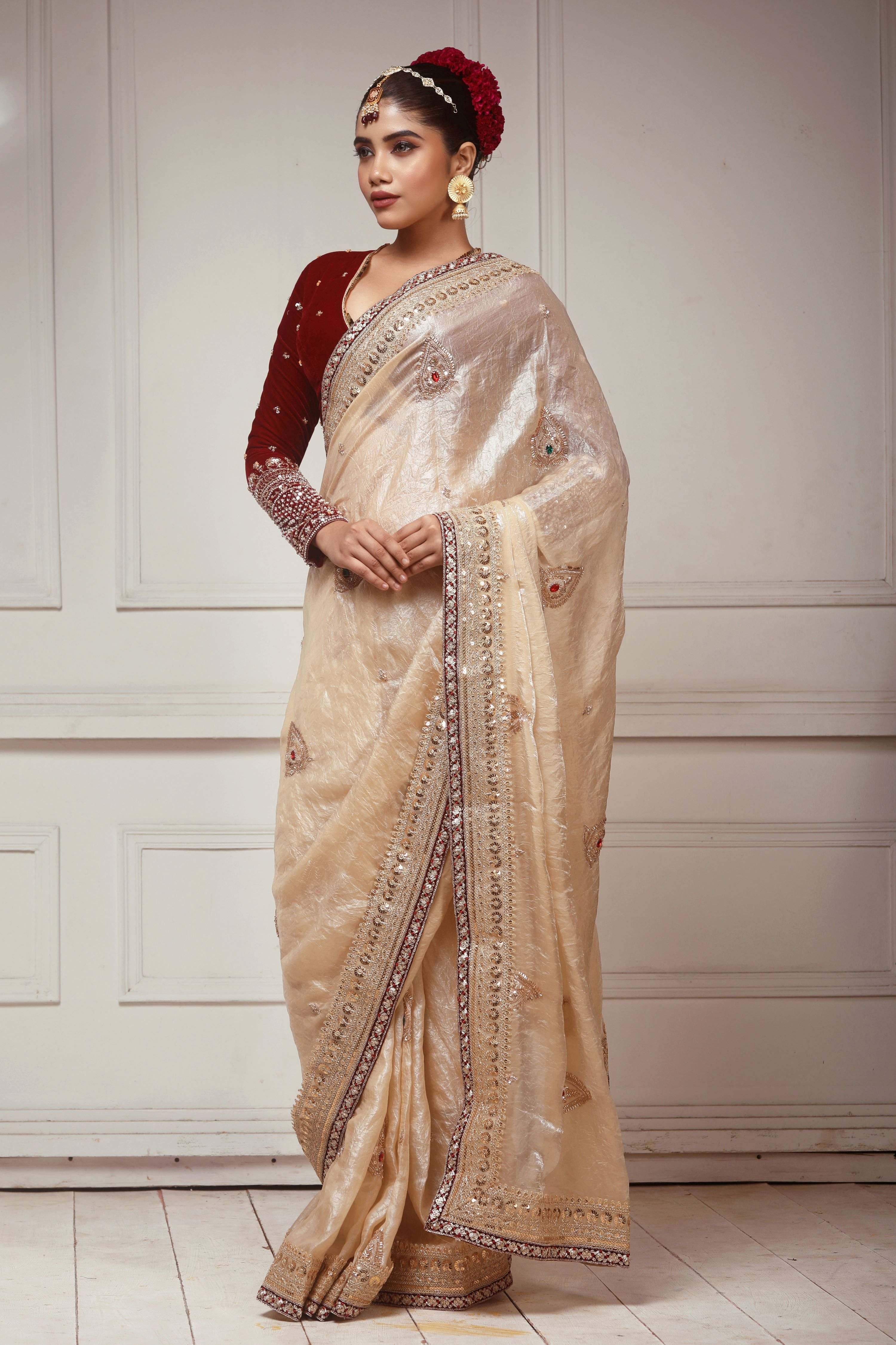 SHAHI SHRINGAR SAREE WITH GARNET GRANDEUR BLOUSE