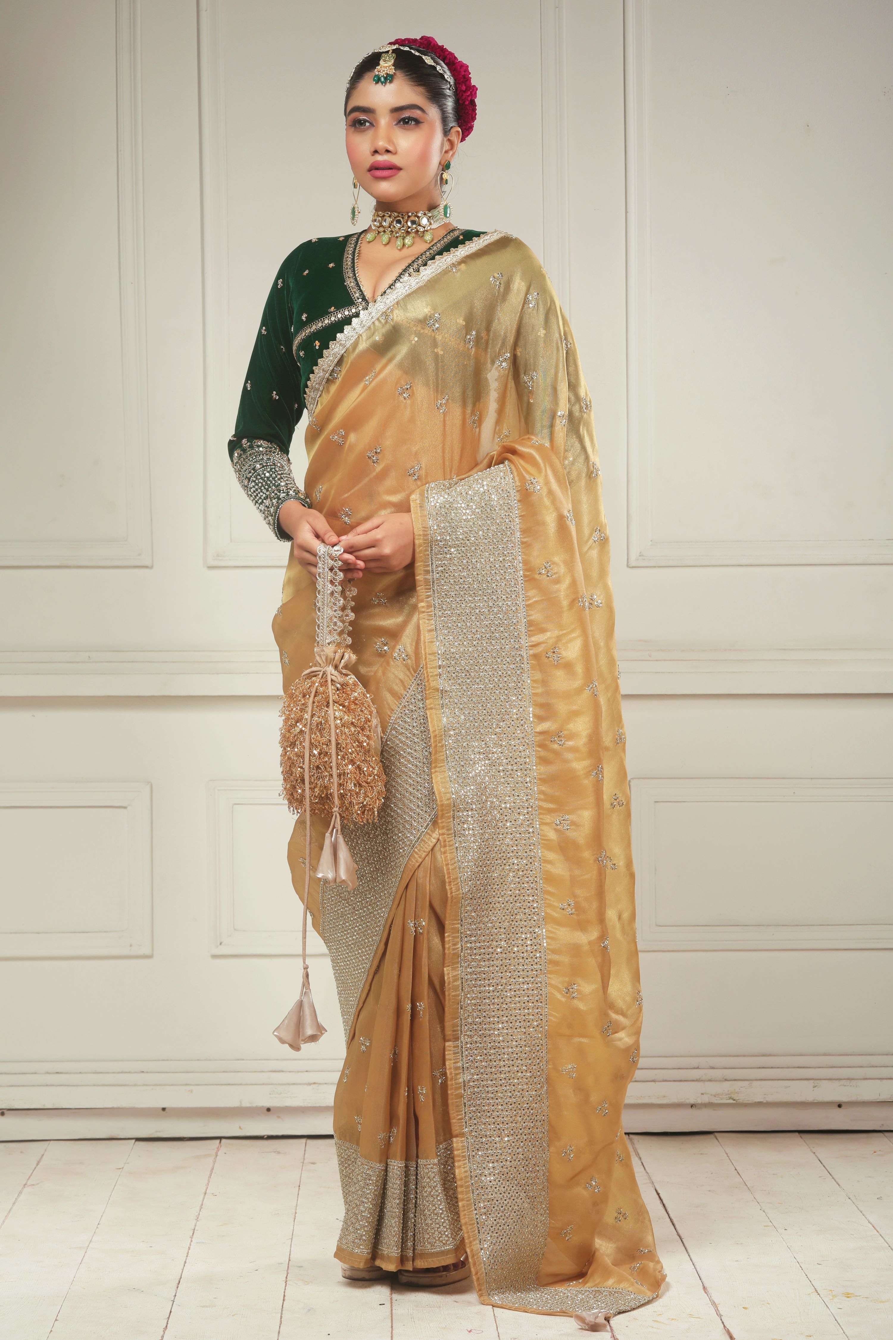 RADIANT FANTASY SAREE WITH GARDEN GRANDEUR BLOUSE