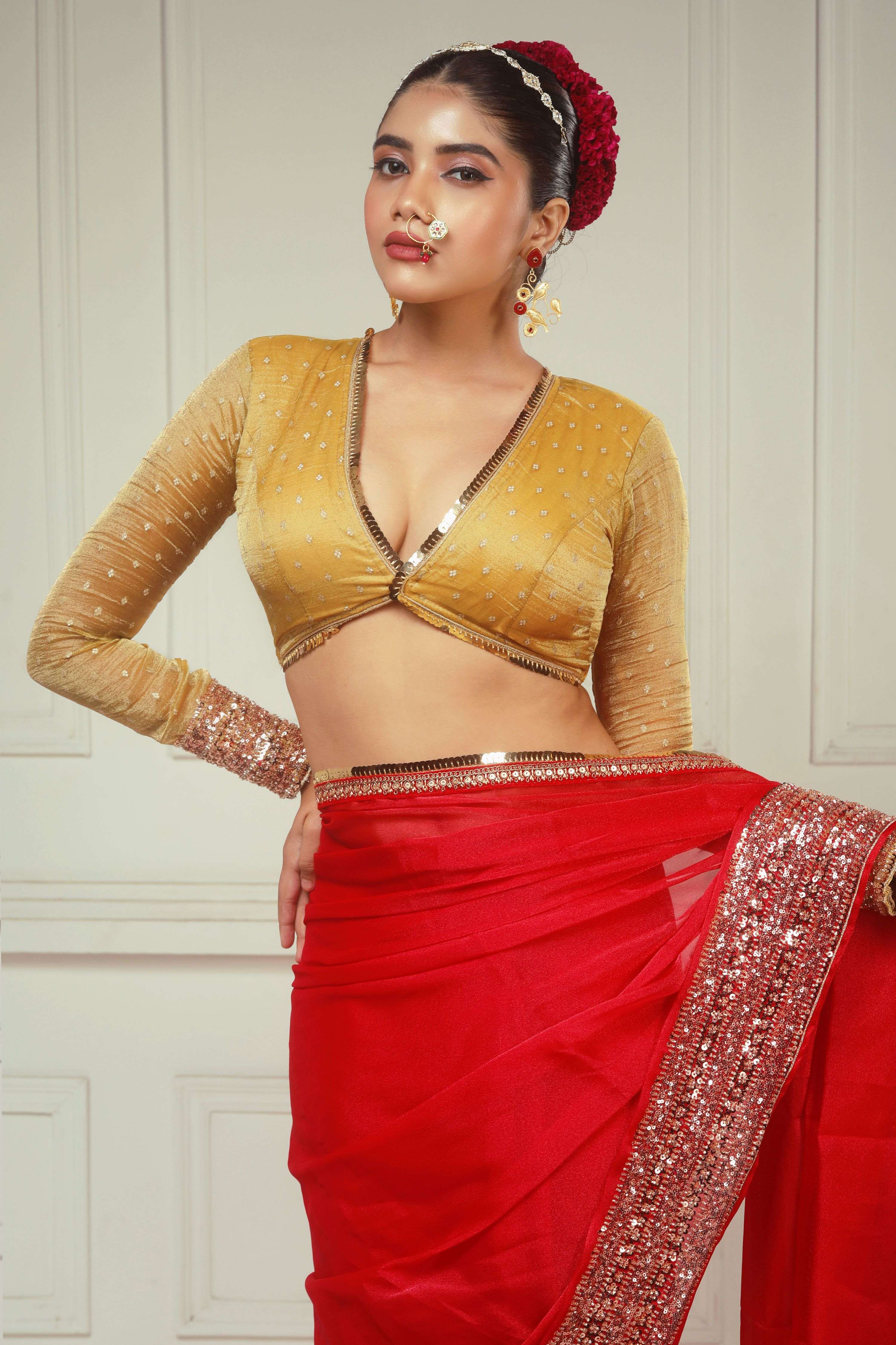 CRIMSON DESIRE SAREE WITH ROYAL DESIRE BLOUSE