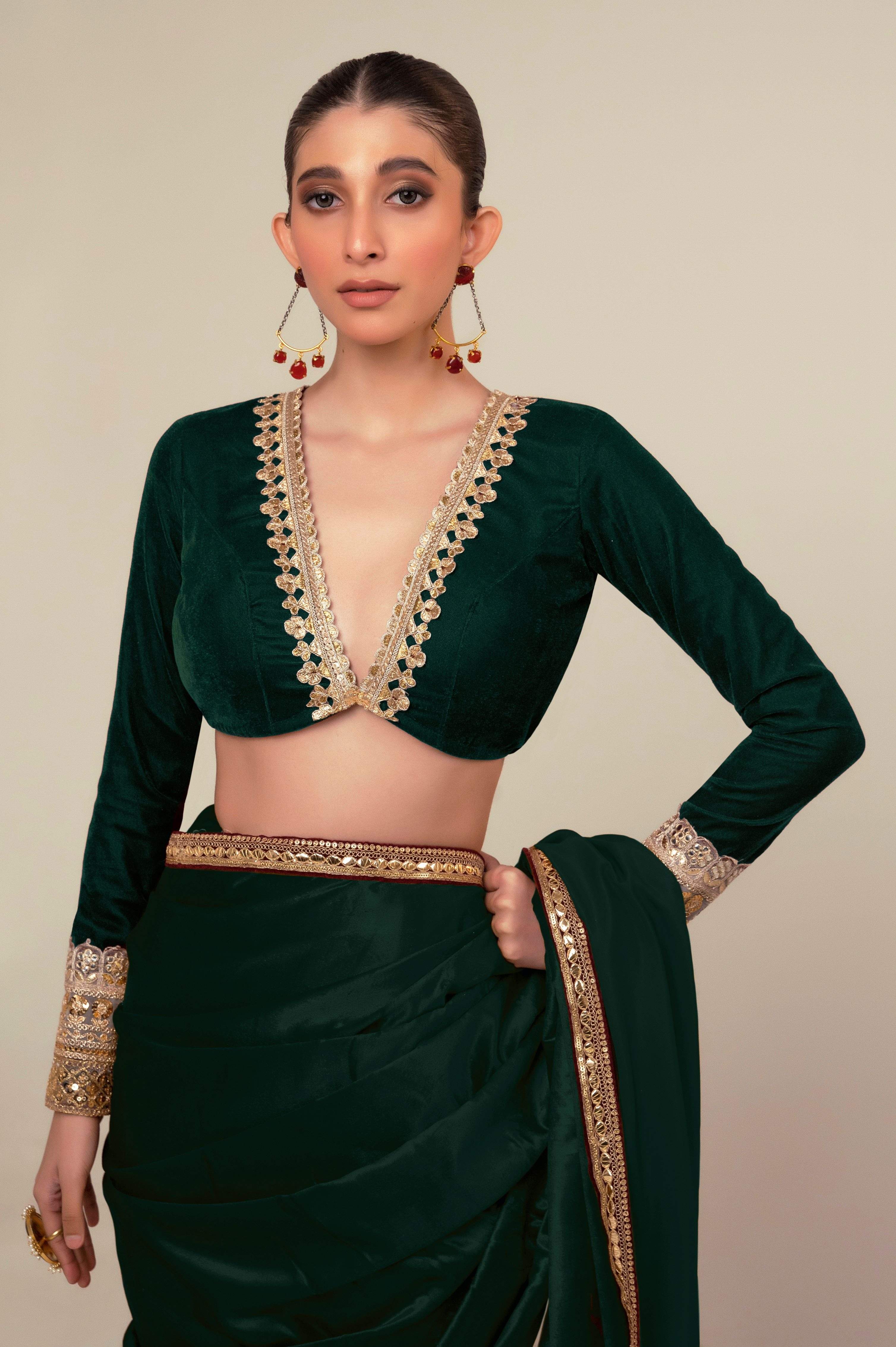 LUXE EMERALD SAREE WITH EMERALD EDGE BLOUSE