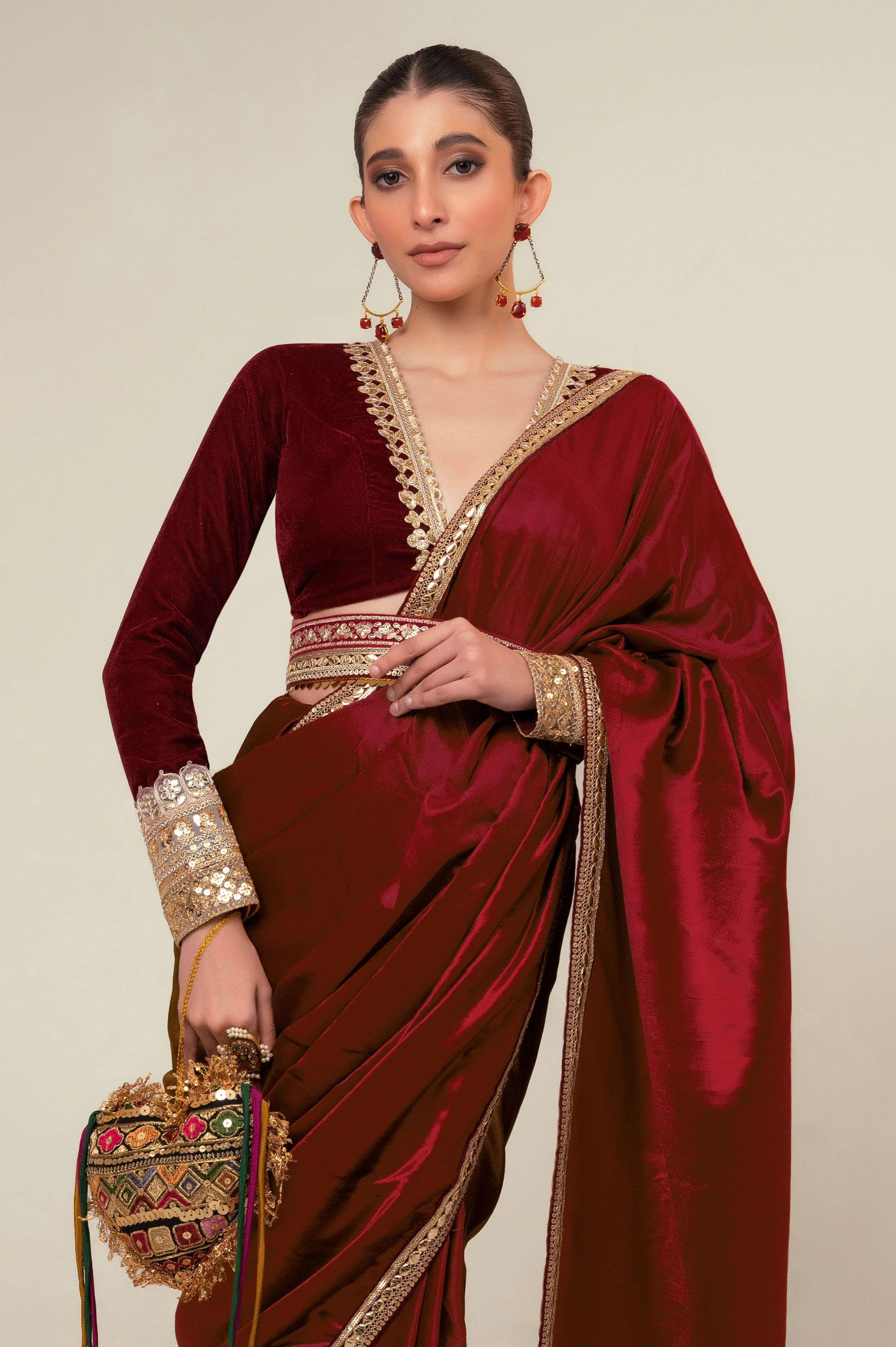 LUXE ROMANCE SAREE WITH OXBLOOD EDGE BLOUSE