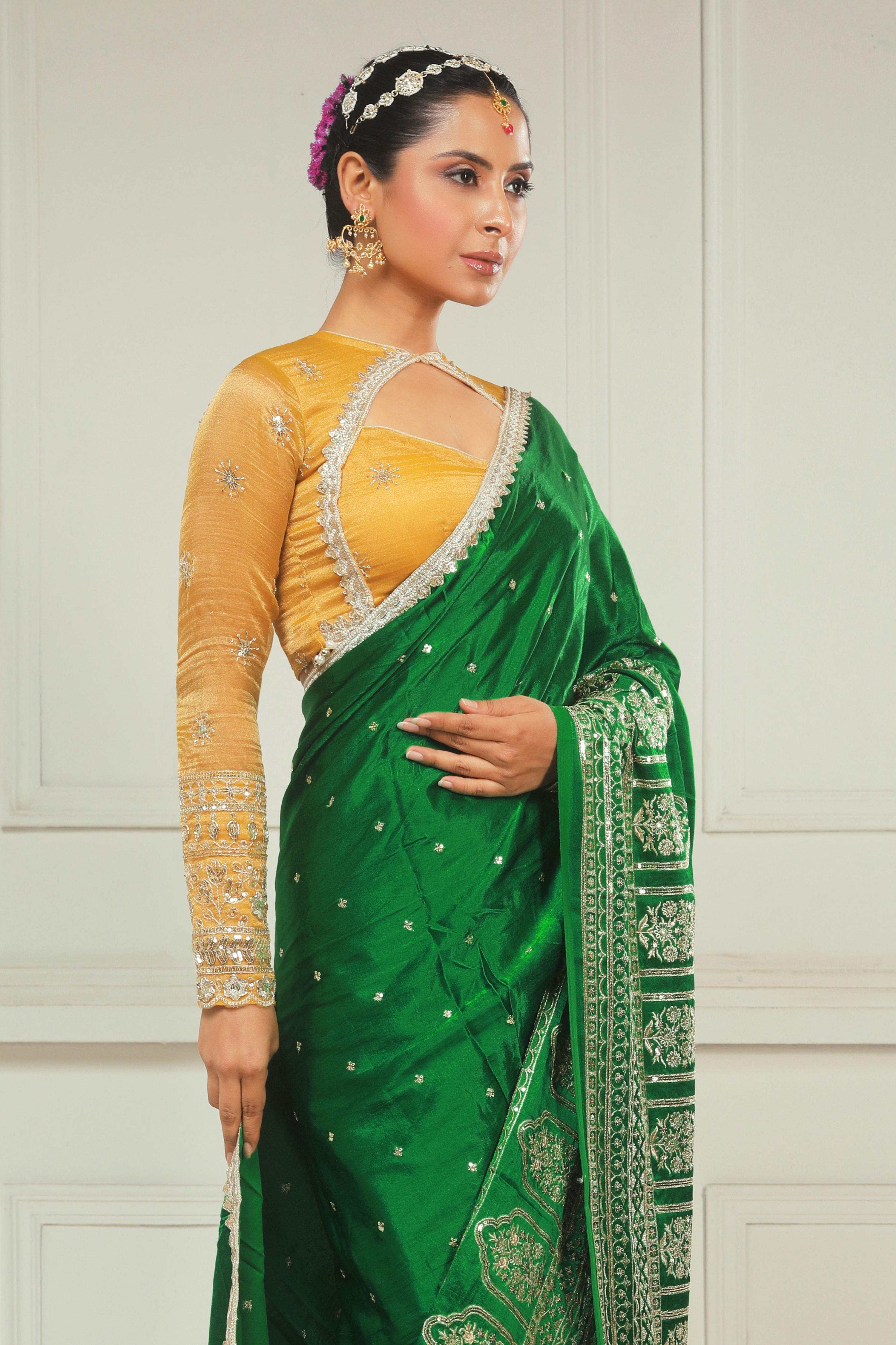 TIMELESS TAPESTRY SAREE WITH HONEY WILDFLOWER BLOUSE
