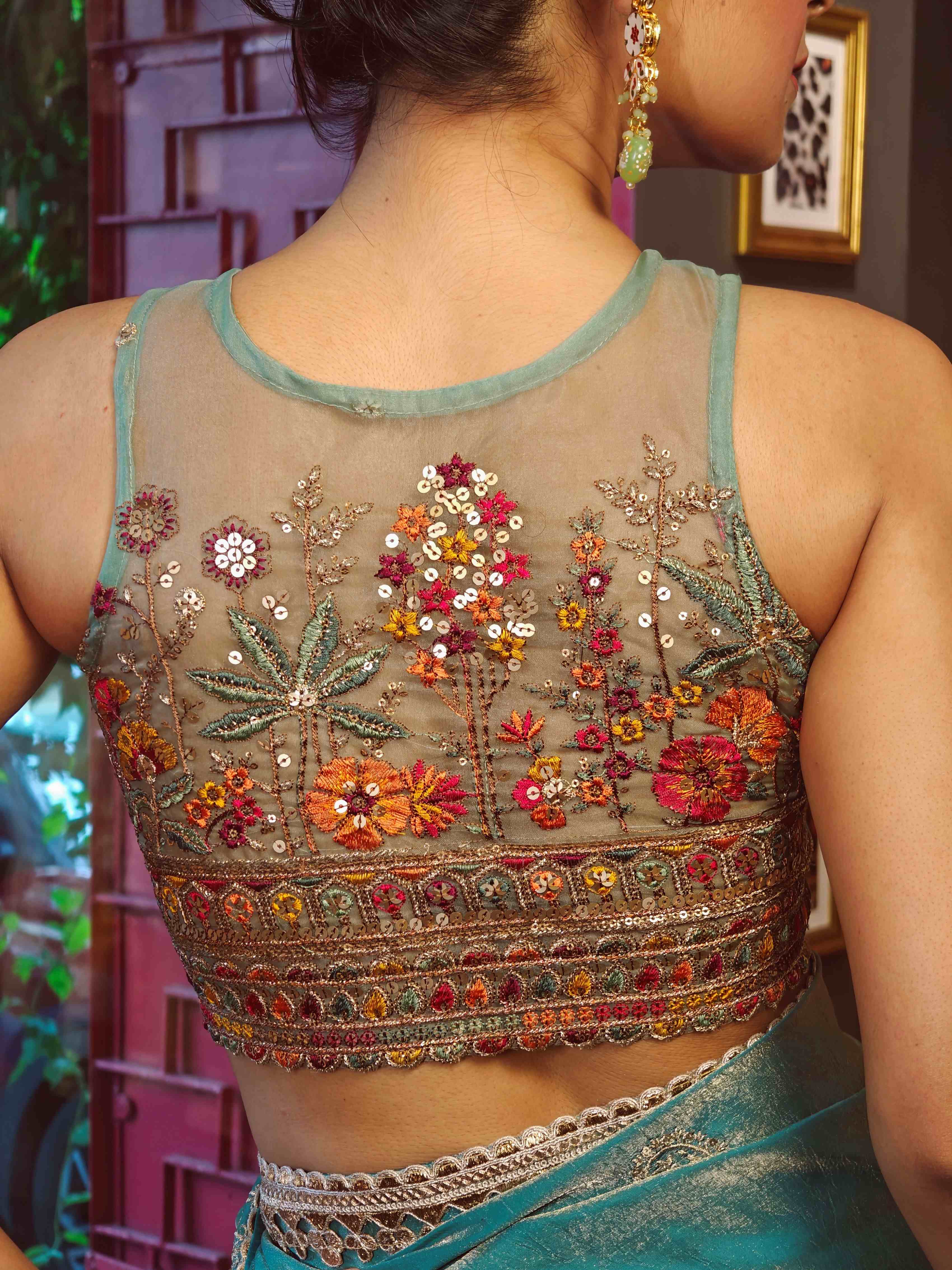 AQUA AURA SAREE WITH MORNING DEW BLOUSE