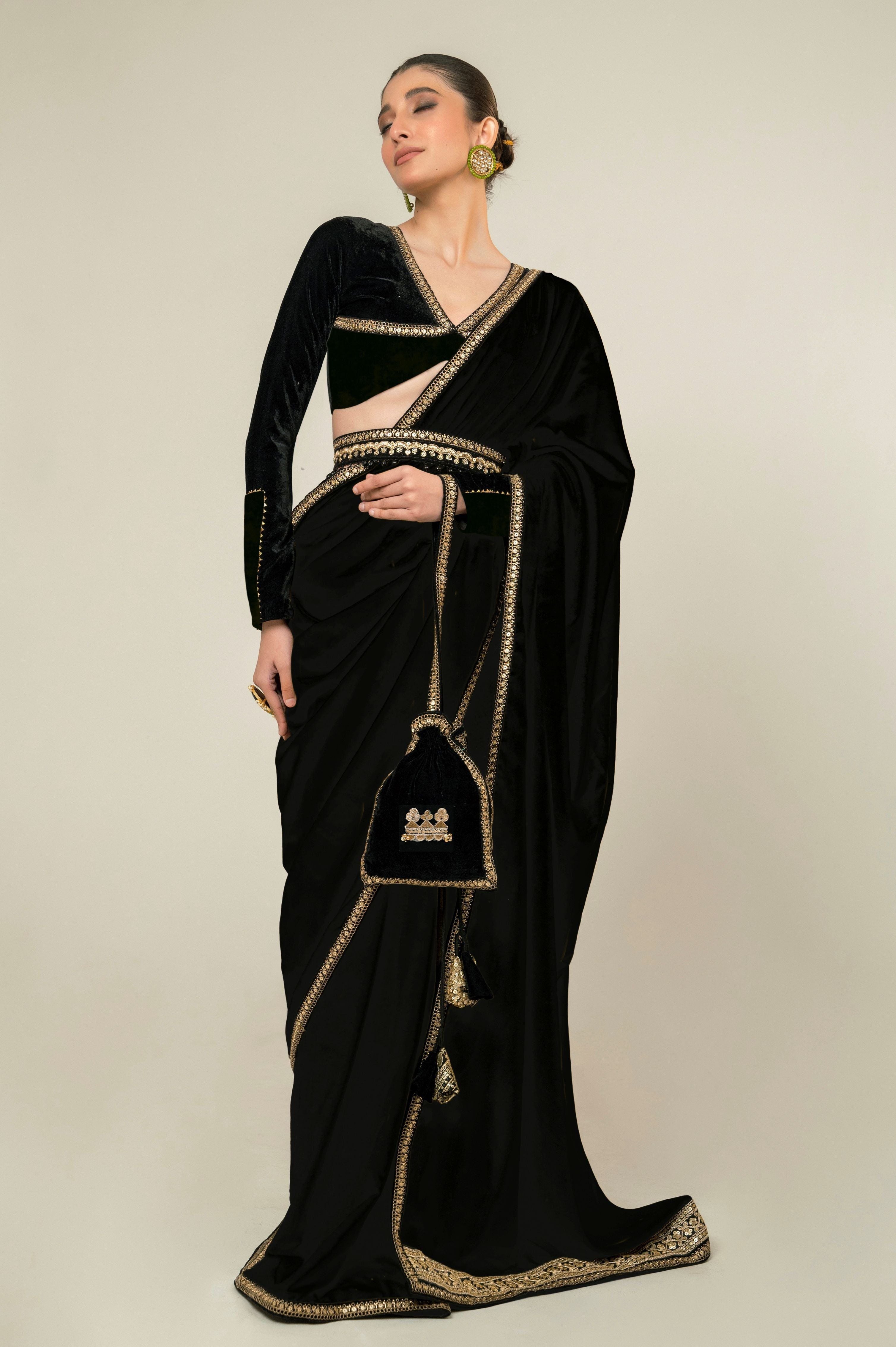 VELVET VANITY SAREE WITH MIDNIGHT CHARM BLOUSE