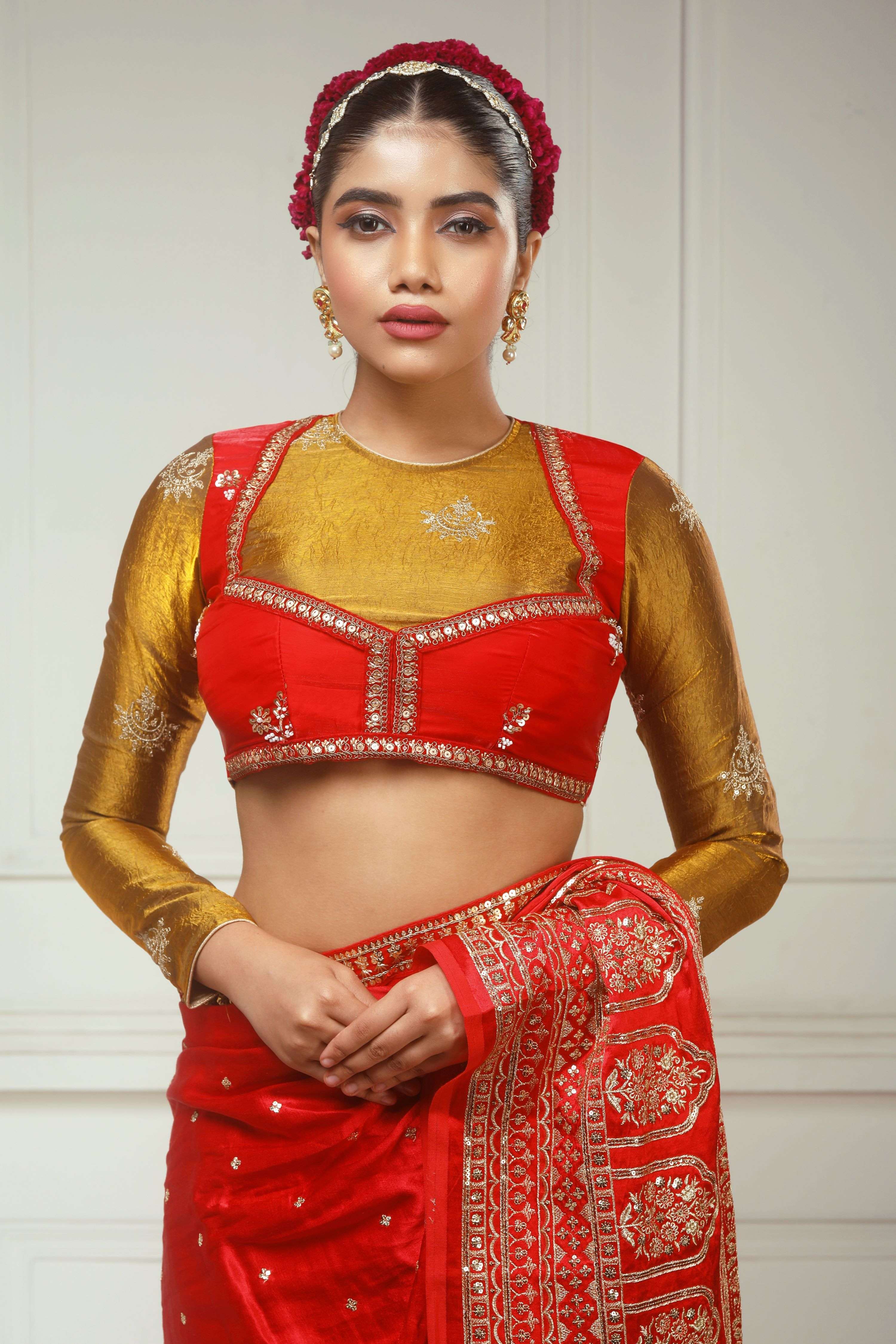 TIMELESS TEASE SAREE WITH CRMISON CHARM BLOUSE