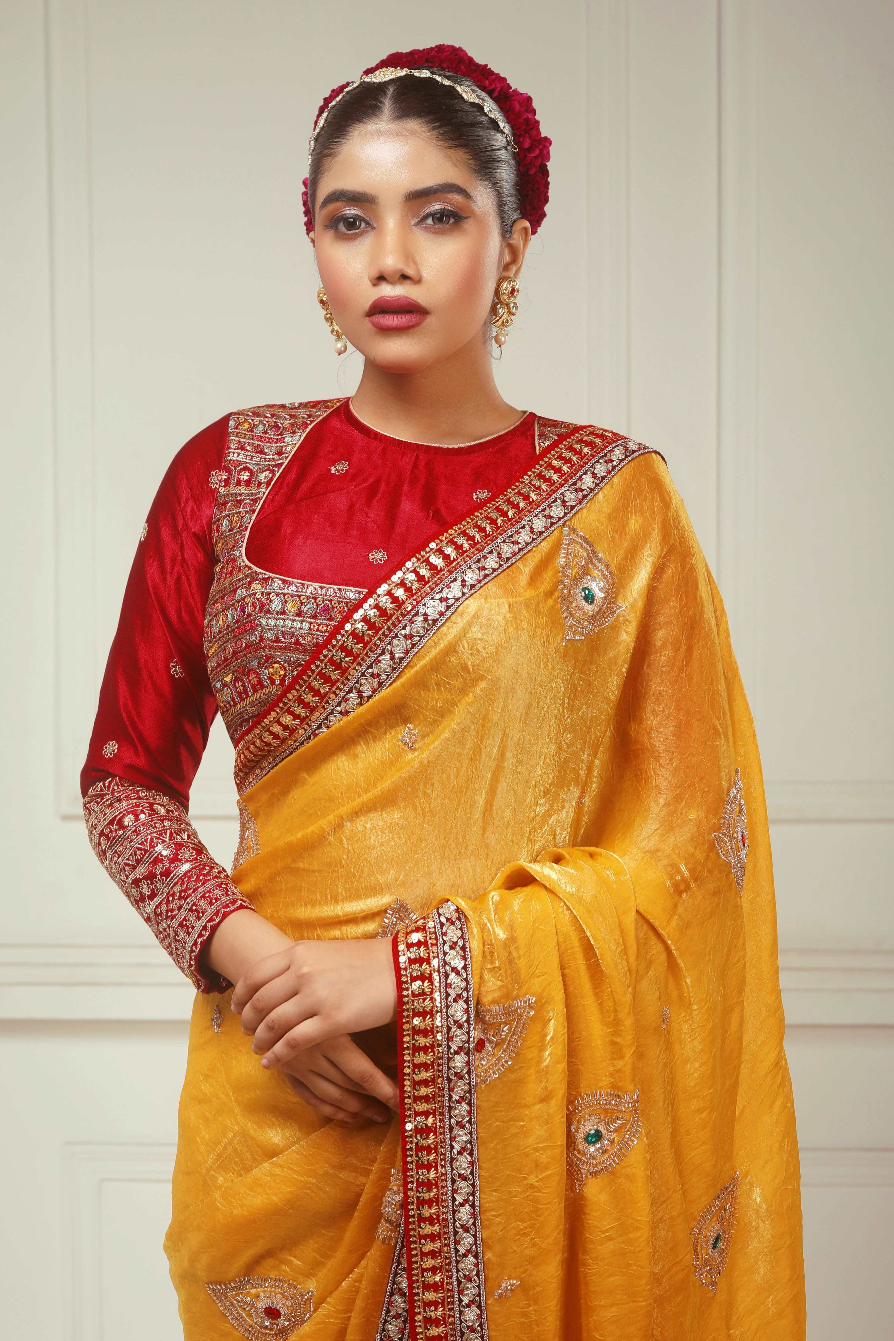 KUNDAN KATHA SAREE WITH ABSOLUTE APPEAL BLOUSE