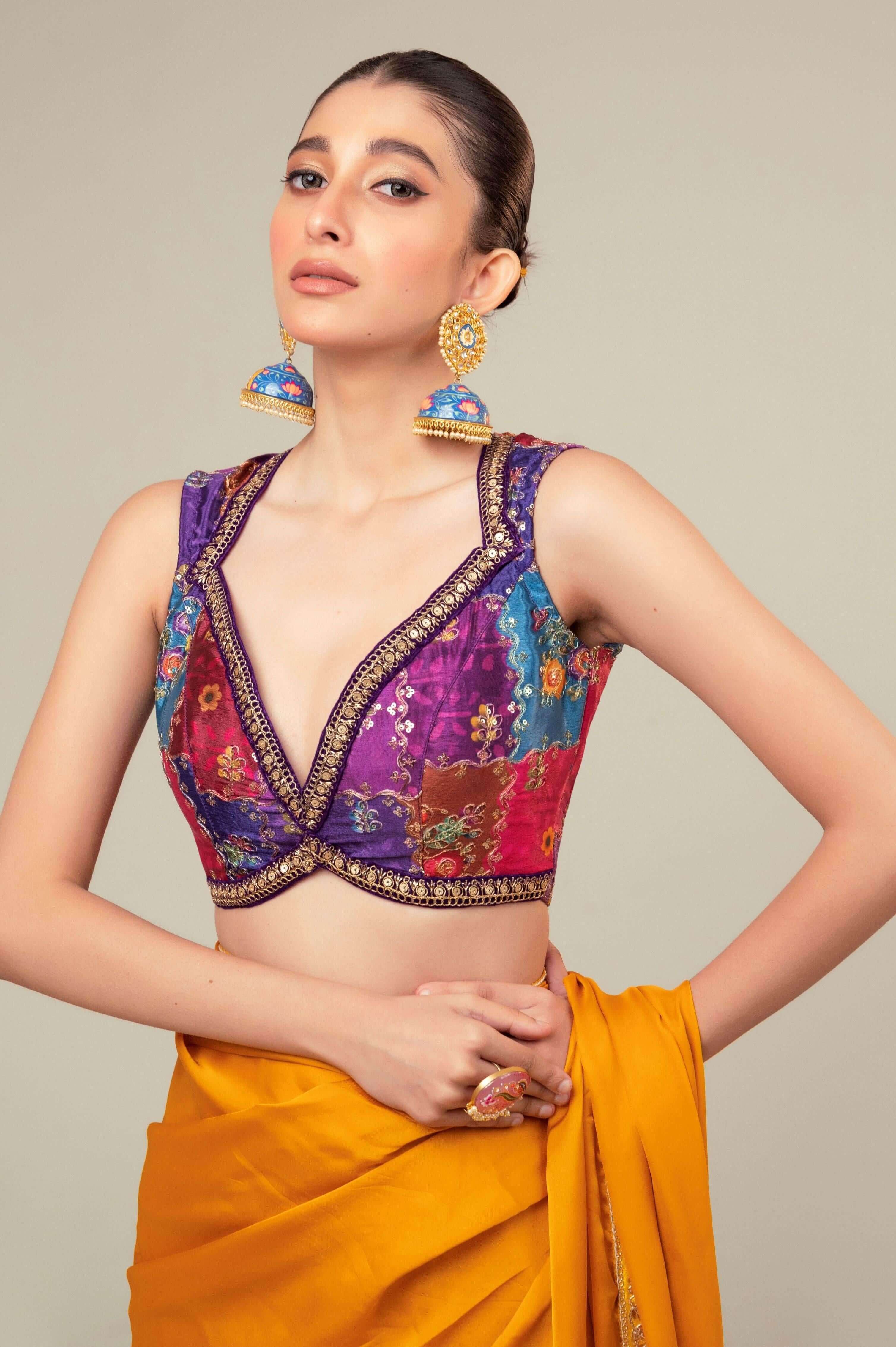 MARIGOLD MIST SAREE WITH BLUSH EDIT BLOUSE.