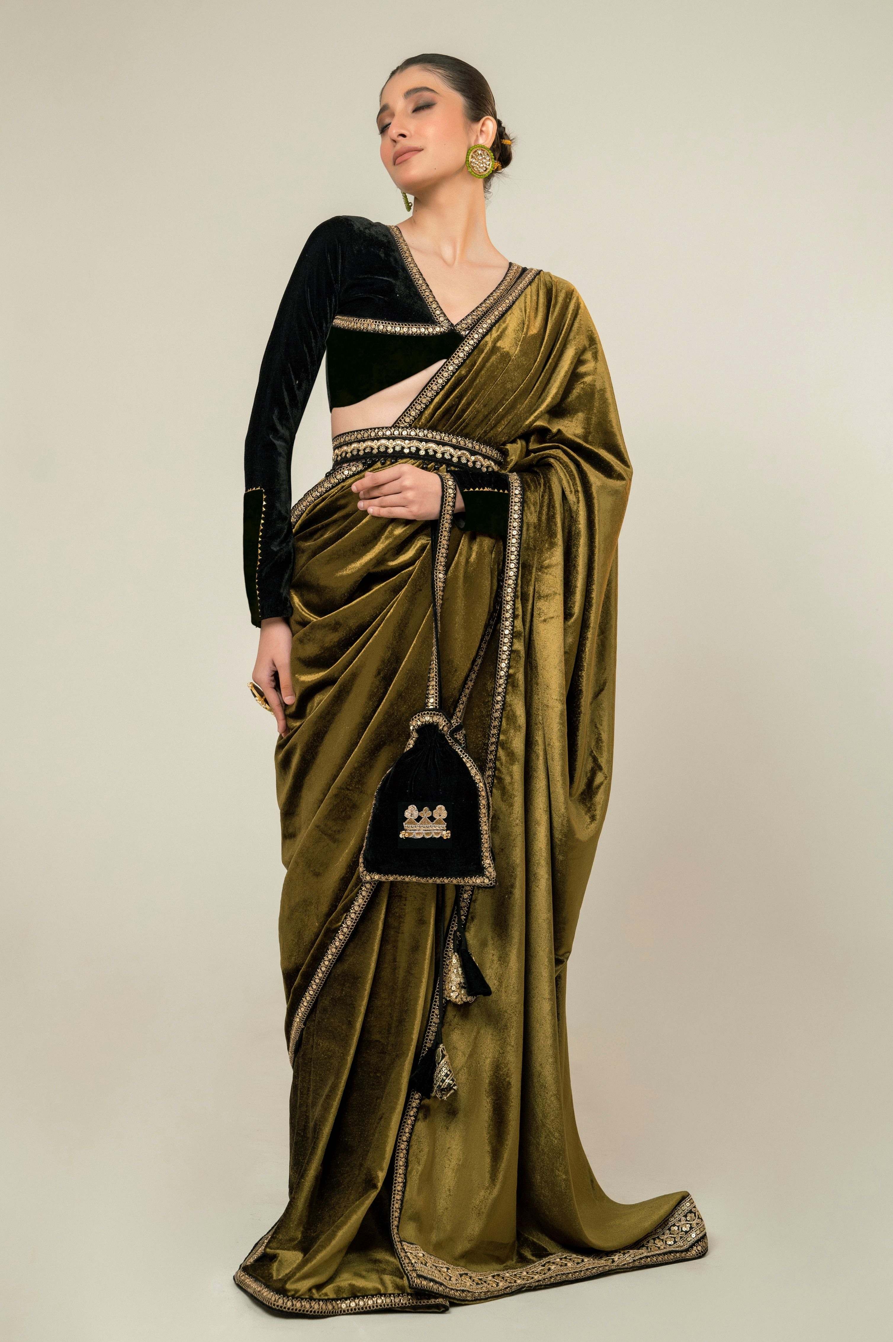 VELVET VOGUE SAREE WITH MIDNIGHT CHARM BLOUSE