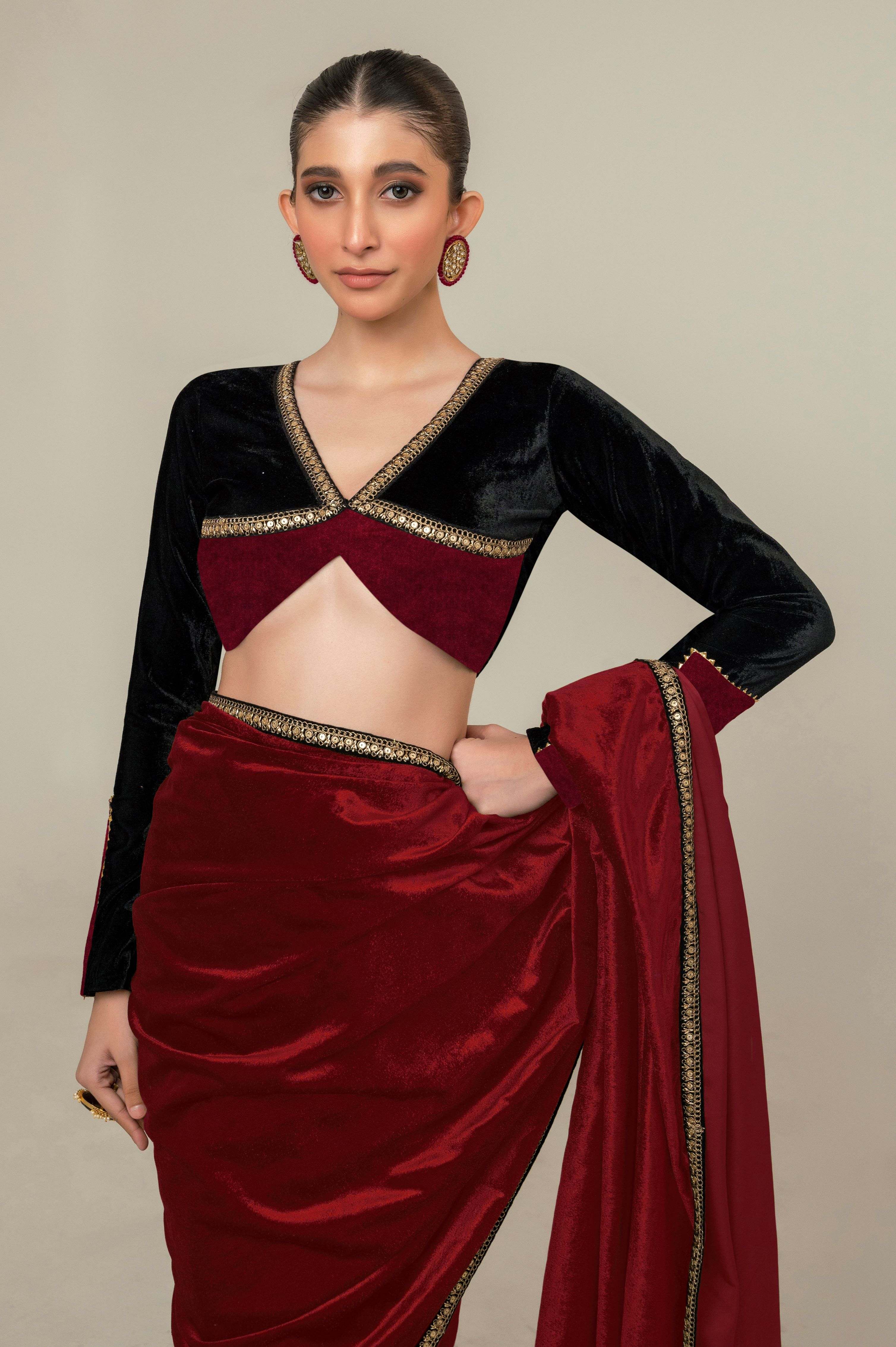 RUBY ROUGE SAREE AND BLOUSE SET