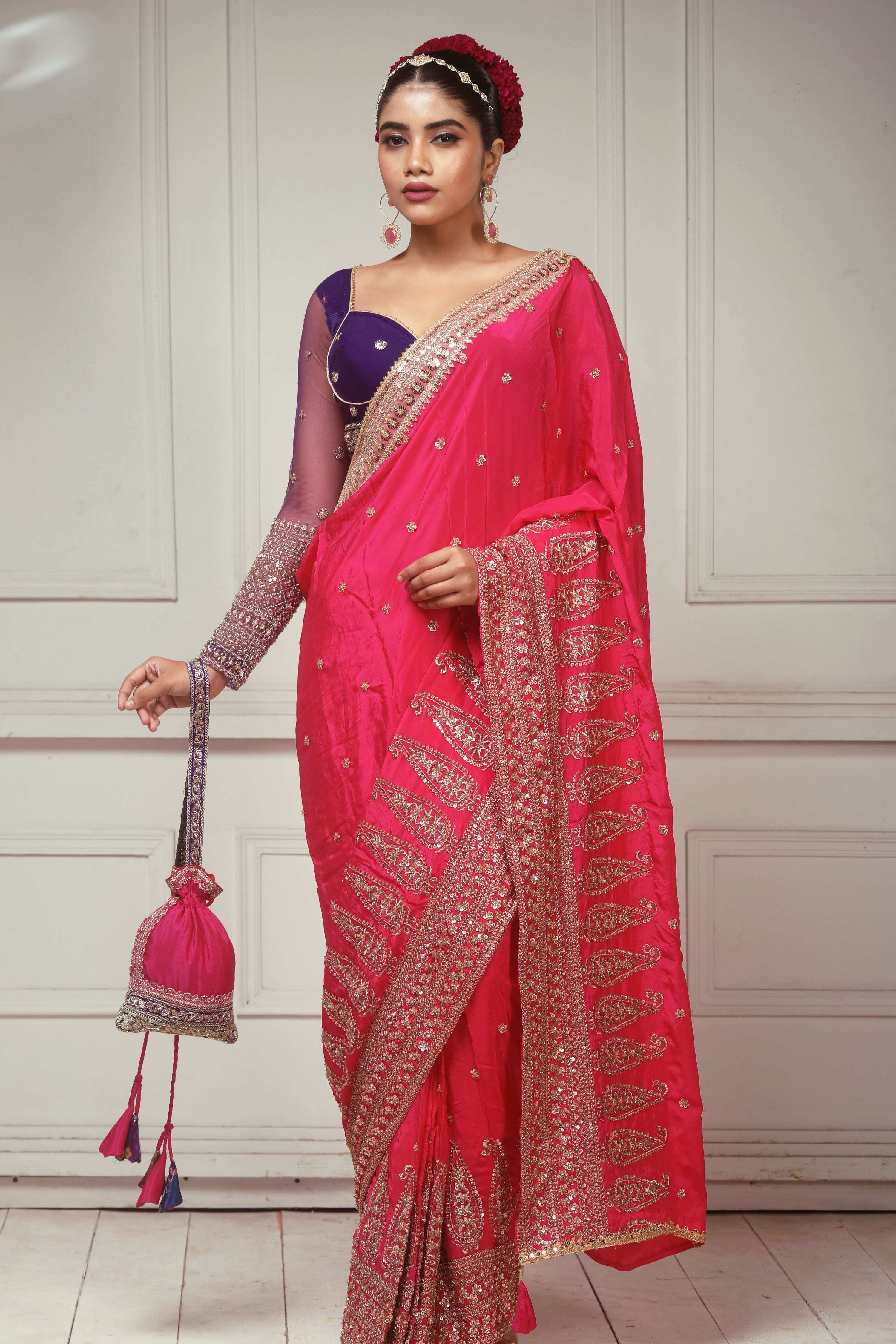 ROSE LUXE SAREE WITH MAJESTIC CHANDELIER BLOUSE