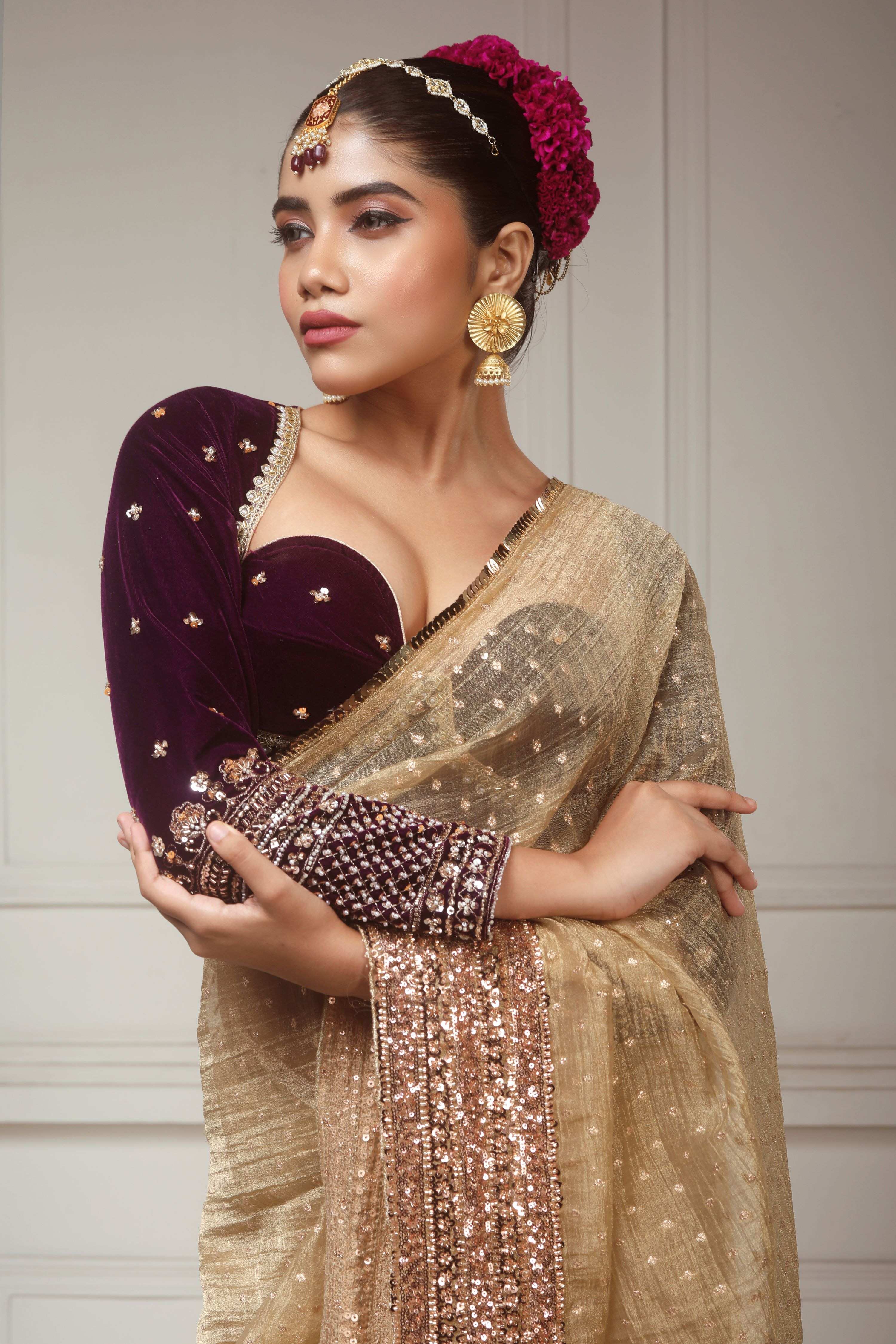 SUNKISSED DESIRE SAREE WITH GLAM GRANDEUR BLOUSE