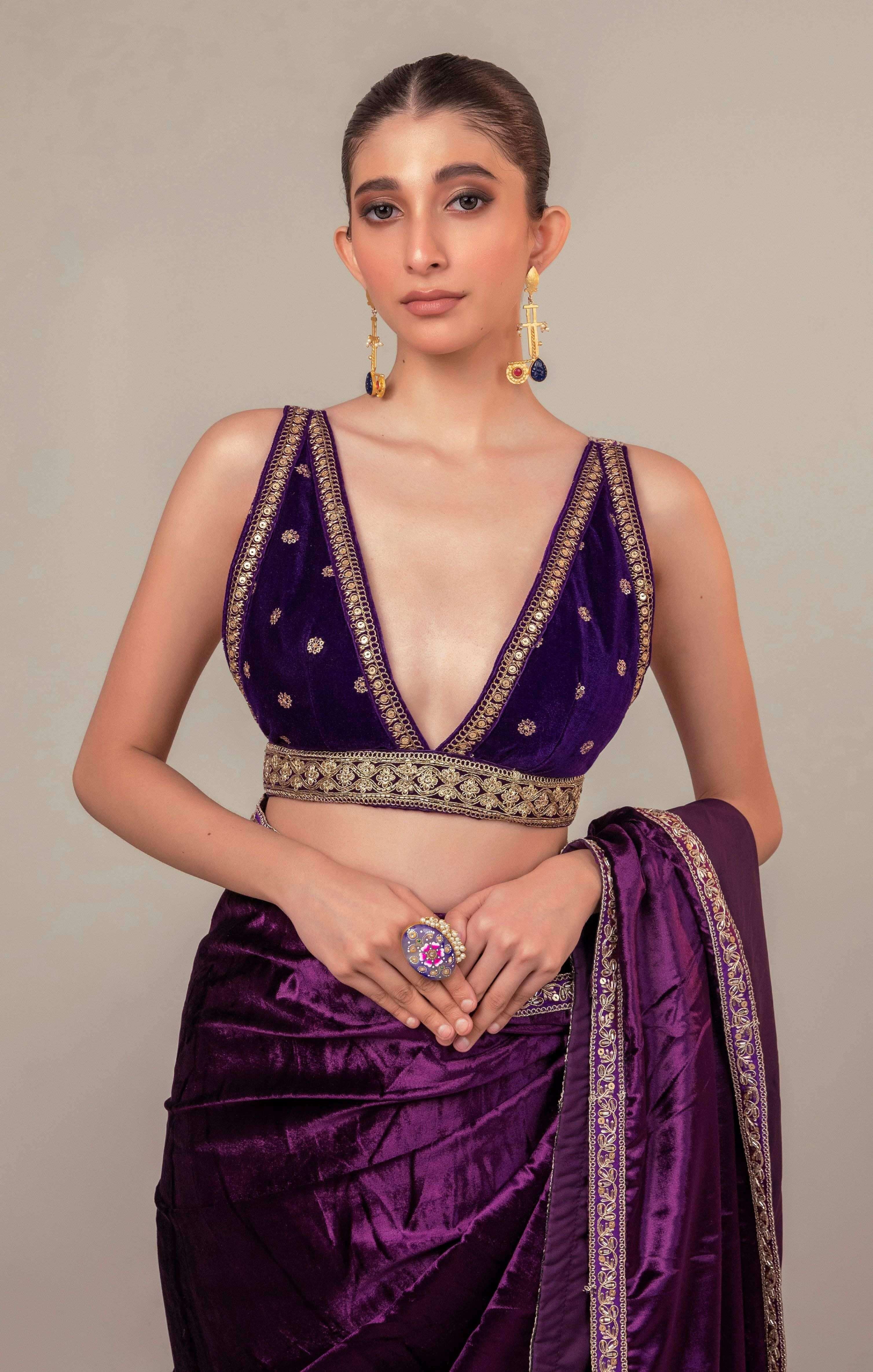 POP PALETTE SAREE WITH BERRY BLINK BLOUSE.