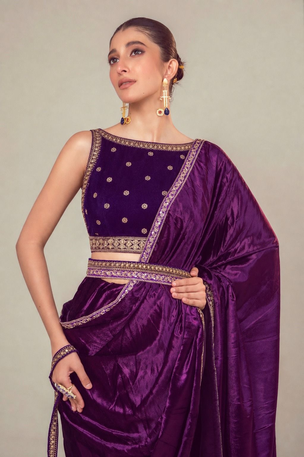 POP PALETTE SAREE WITH BERRY BLOOM BLOUSE