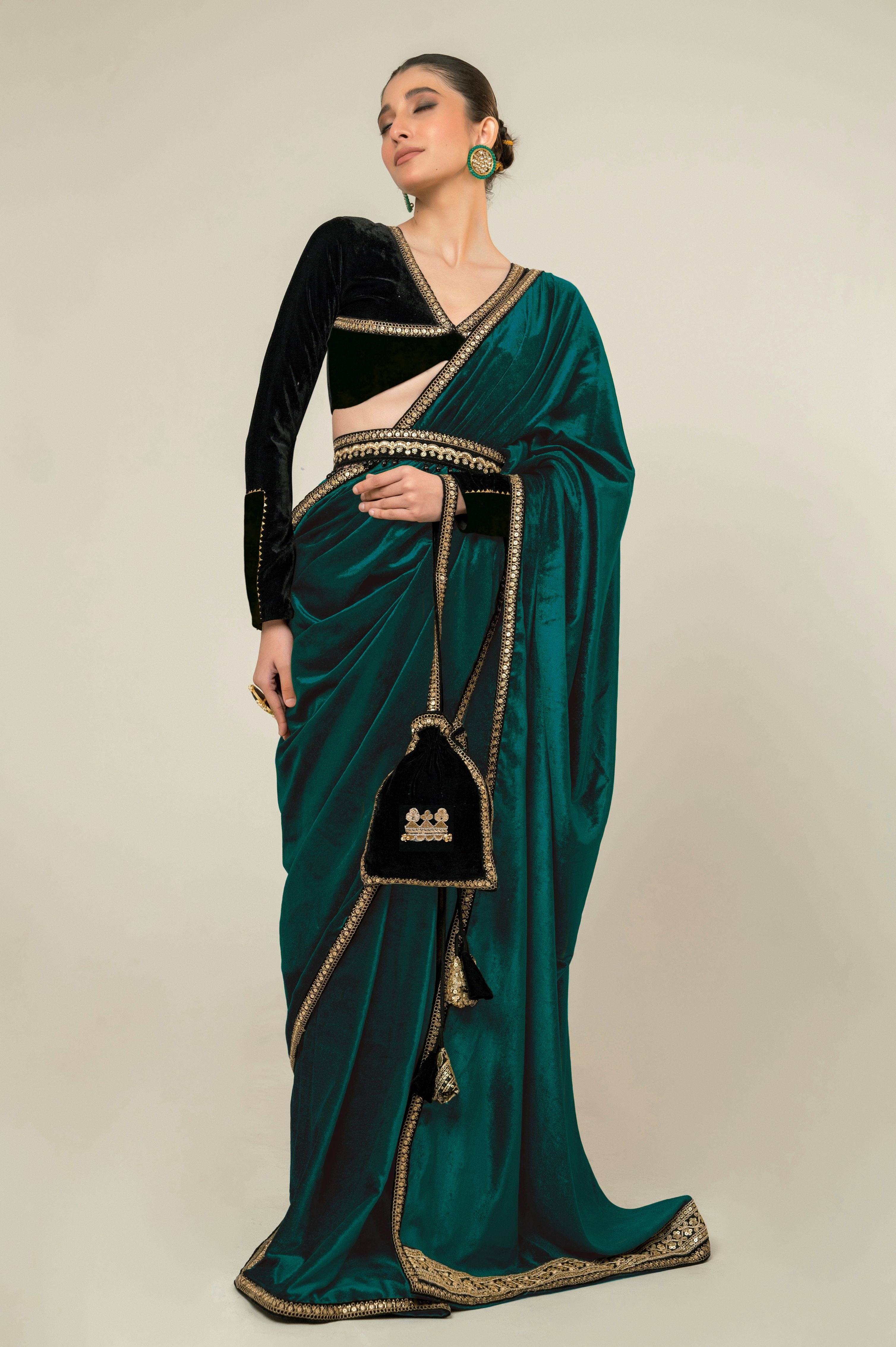 SEA SYMPHONY SAREE WITH MIDNIGHT CHARM BLOUSE