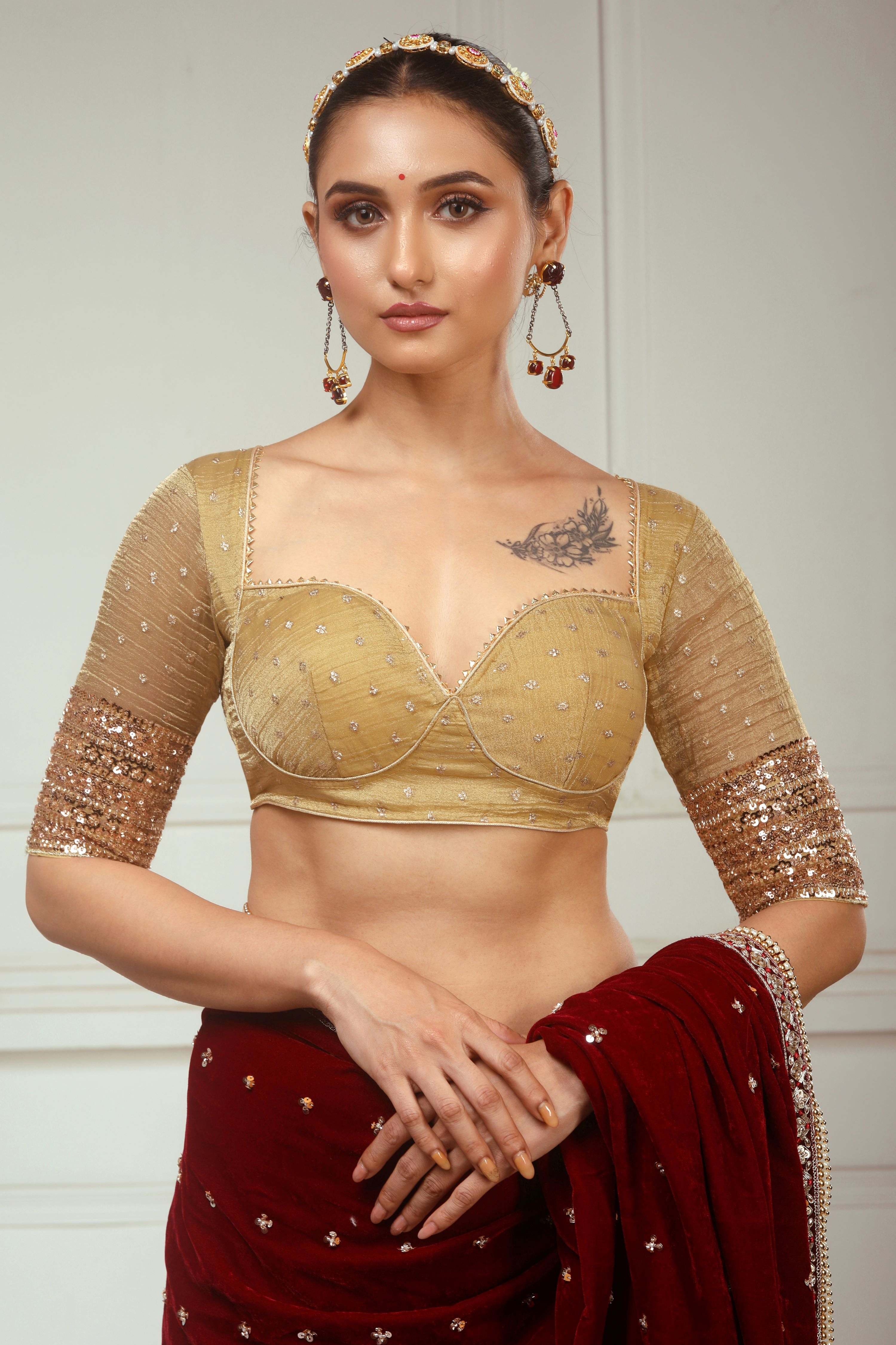 GARNET GRANDEUR SAREE WITH SUNKISSED DESIRE BLOUSE